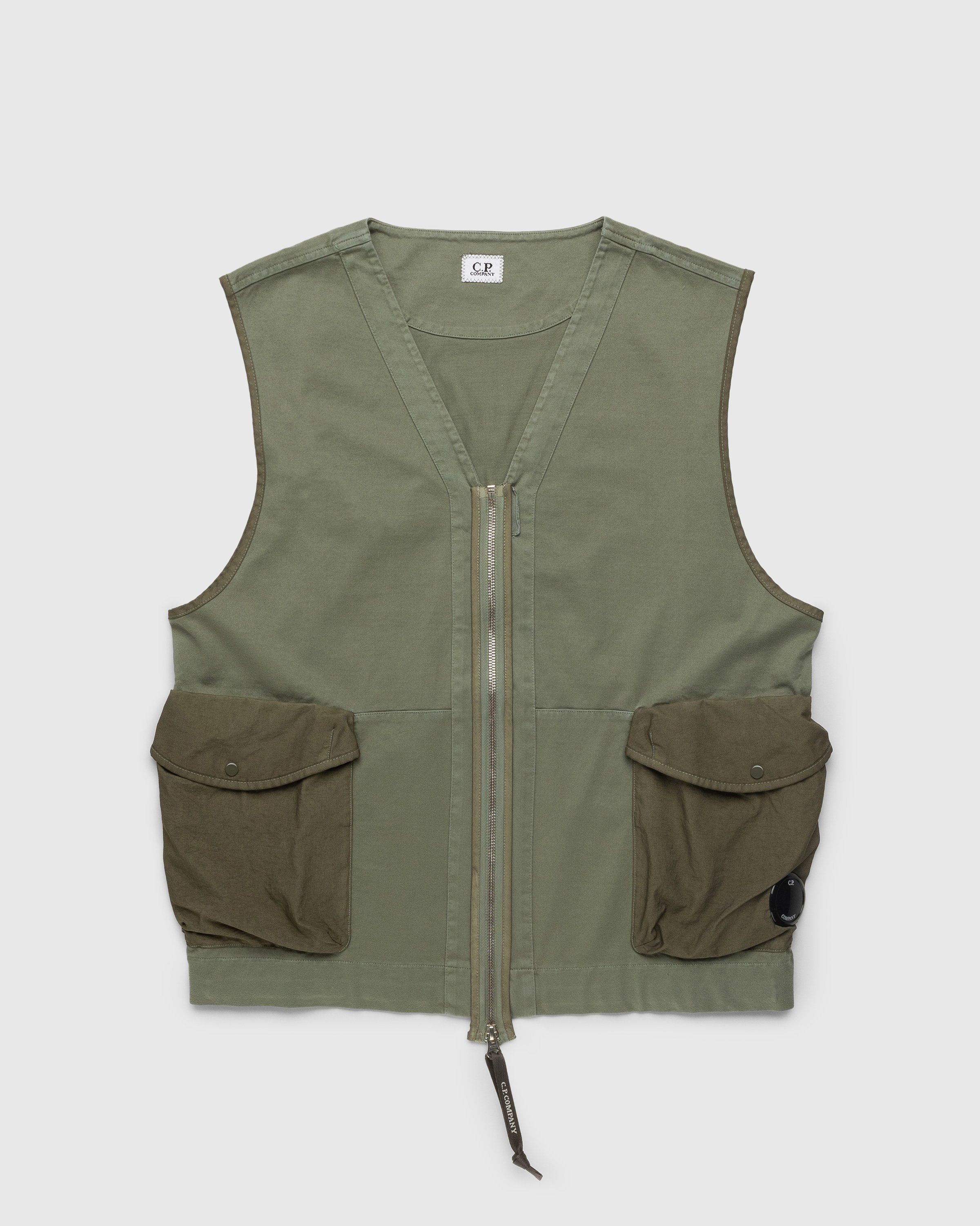C.P. Company – Mercerized Heavy Jersey Mixed Zipped Vest Green - Outerwear - Green - Image 1