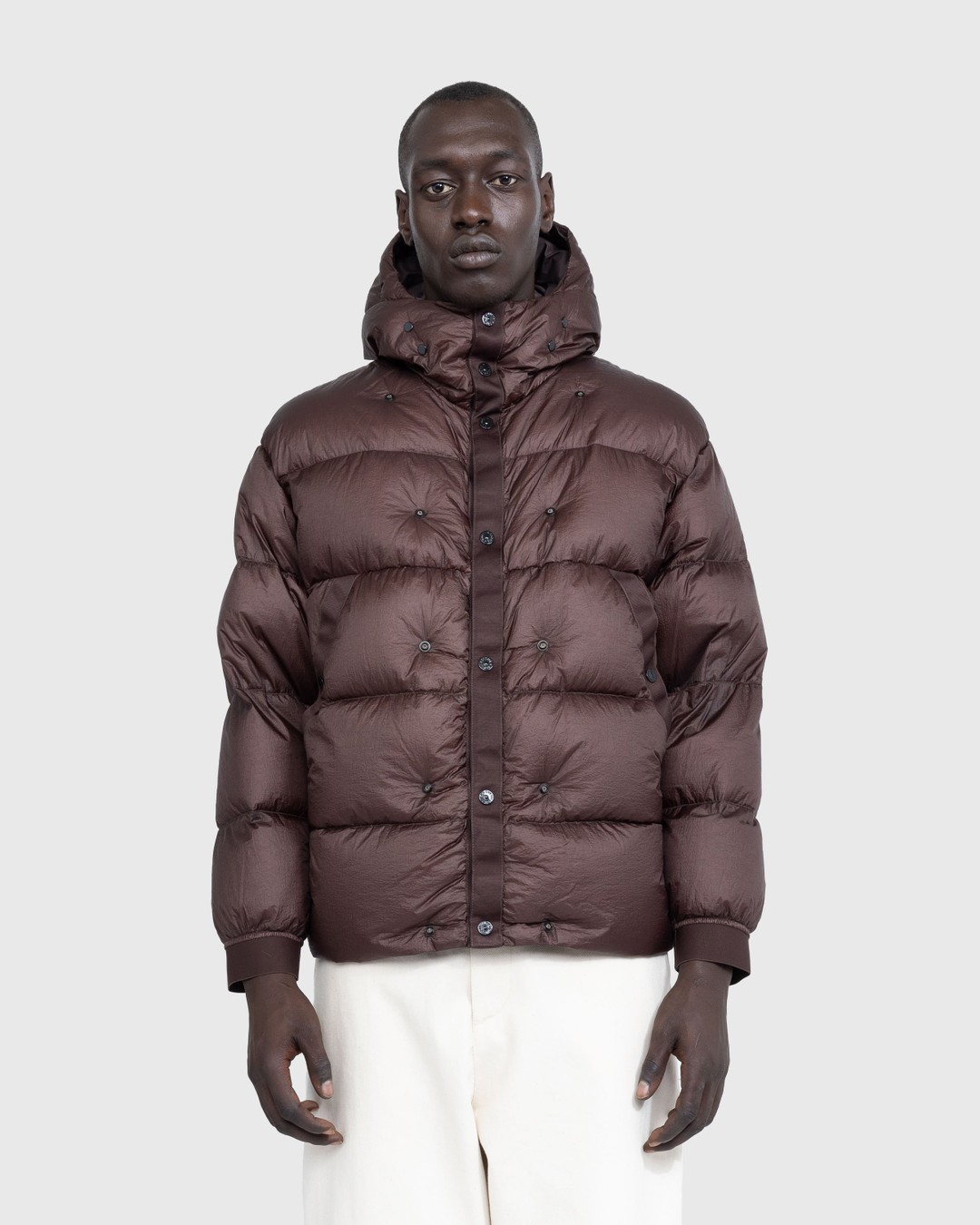 Stone island orange puffer jacket sale