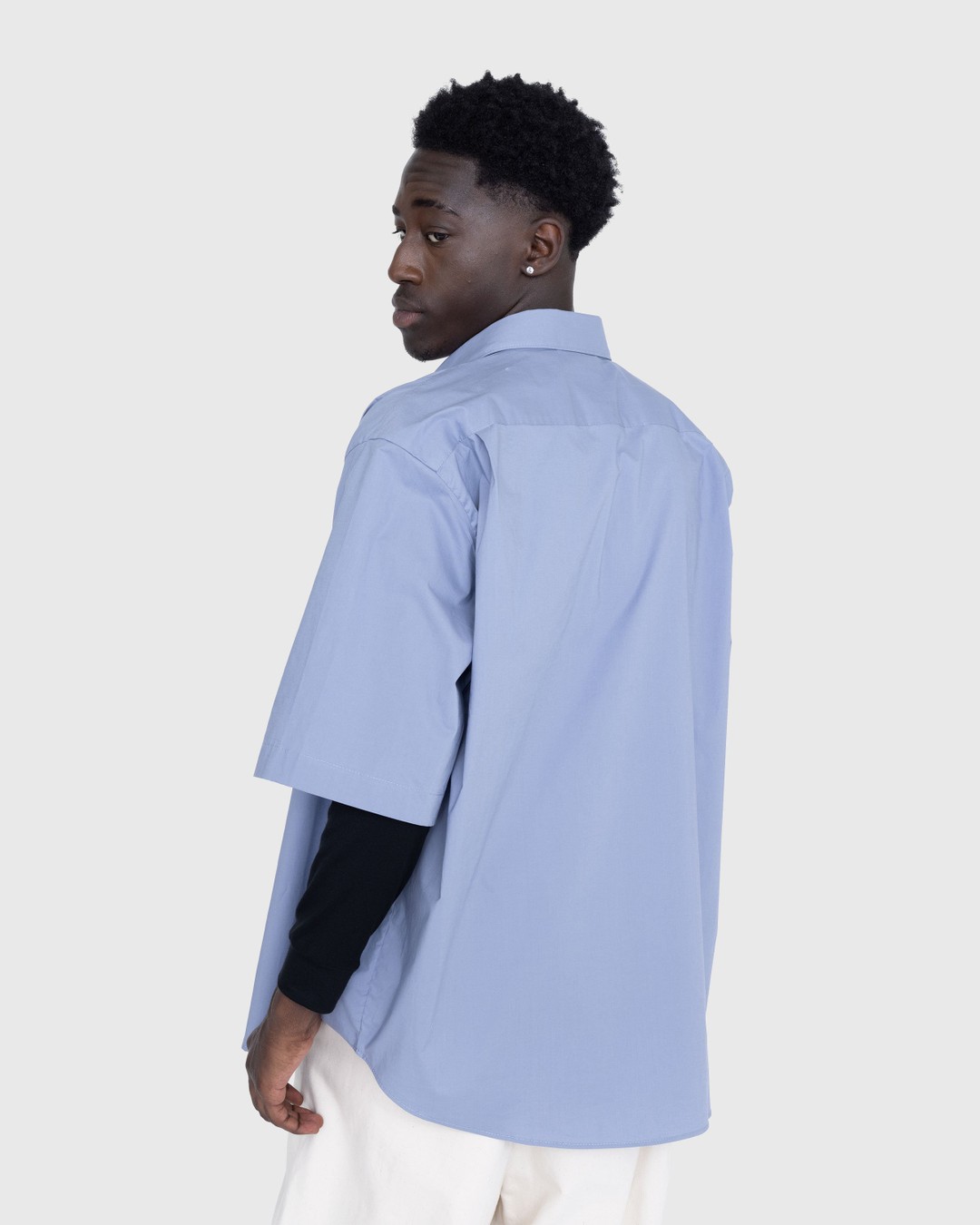 Acne Studios – Short-Sleeve Button-Up Dusty Blue - Shirts - Blue - Image 3