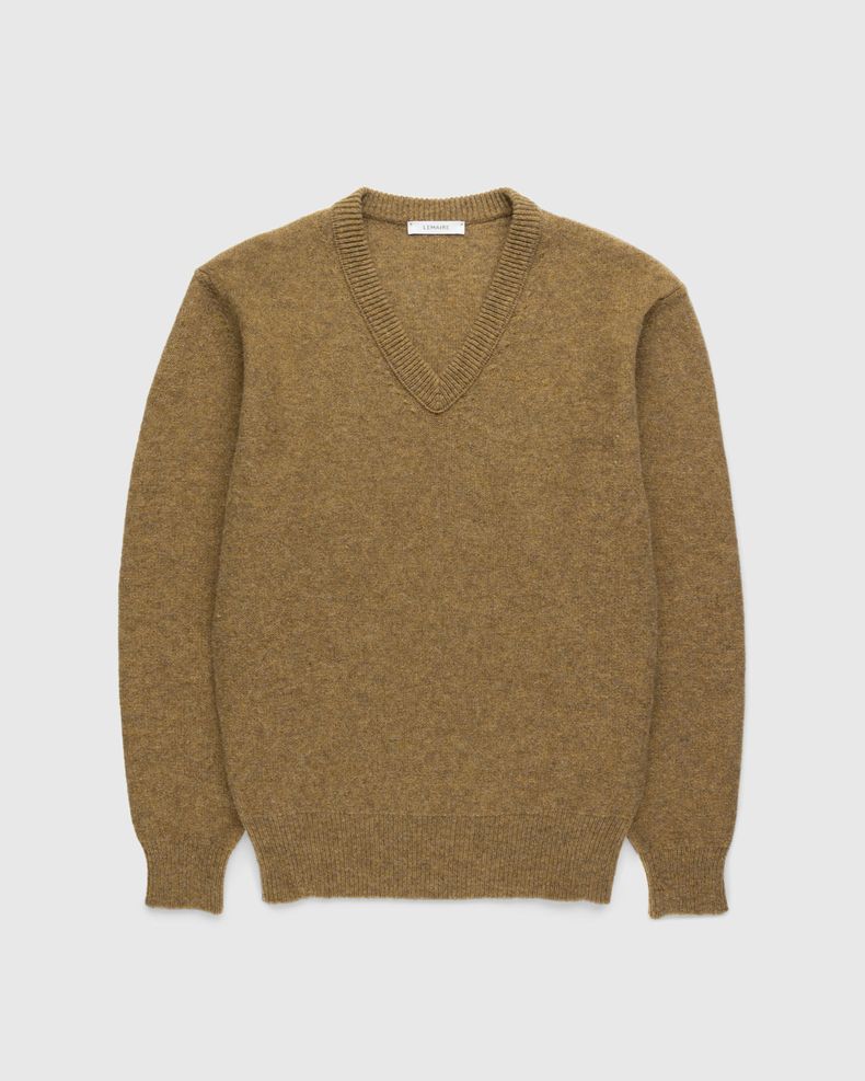 Wool V-Neck Sweater Dark Mustard