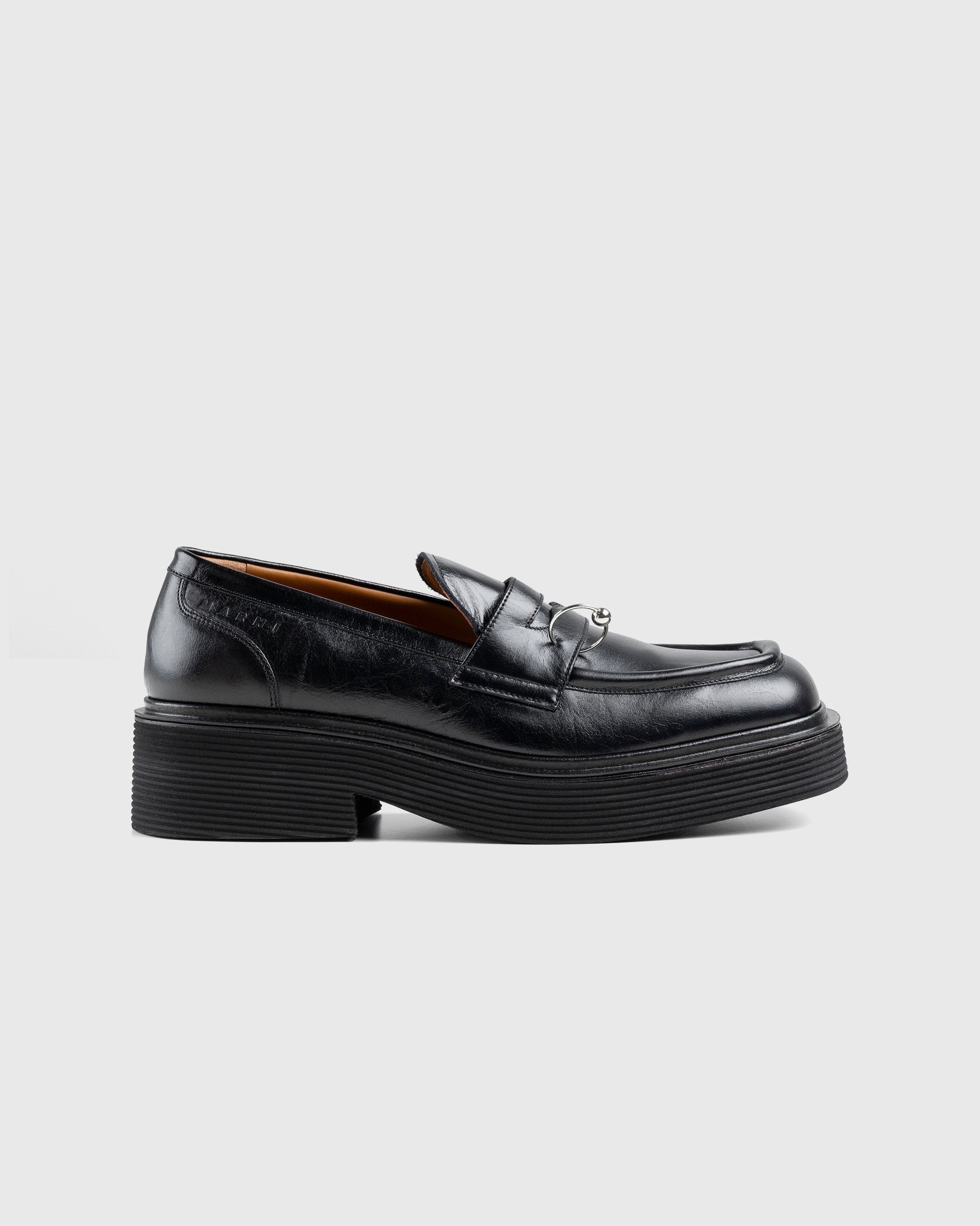 Marni – Shiny Leather Moccasin Black - Loafers - Black - Image 1