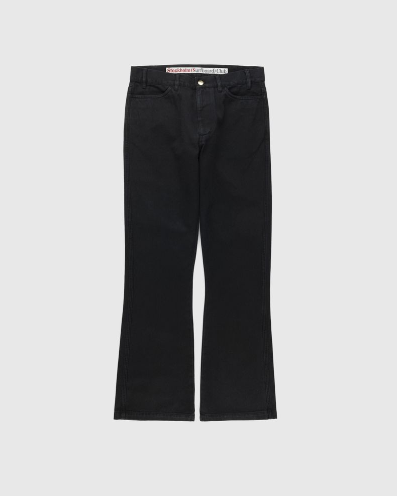 Flared Cotton Twill Trousers Black