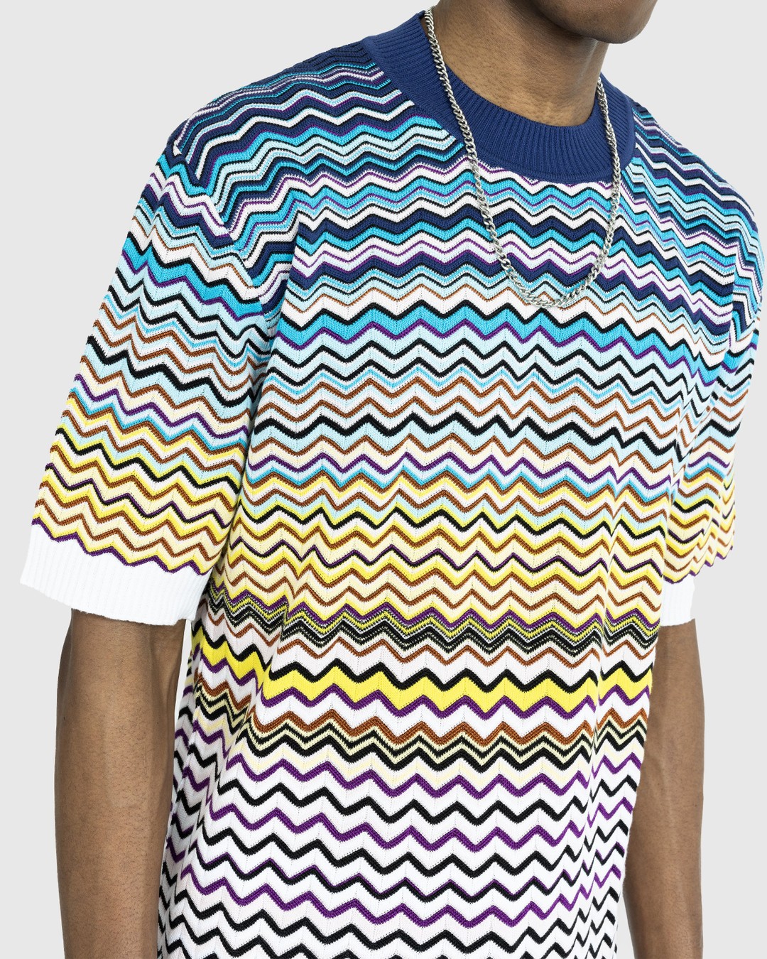 Missoni – Chevron T-Shirt Blue/Black/White - Tops - Black - Image 4
