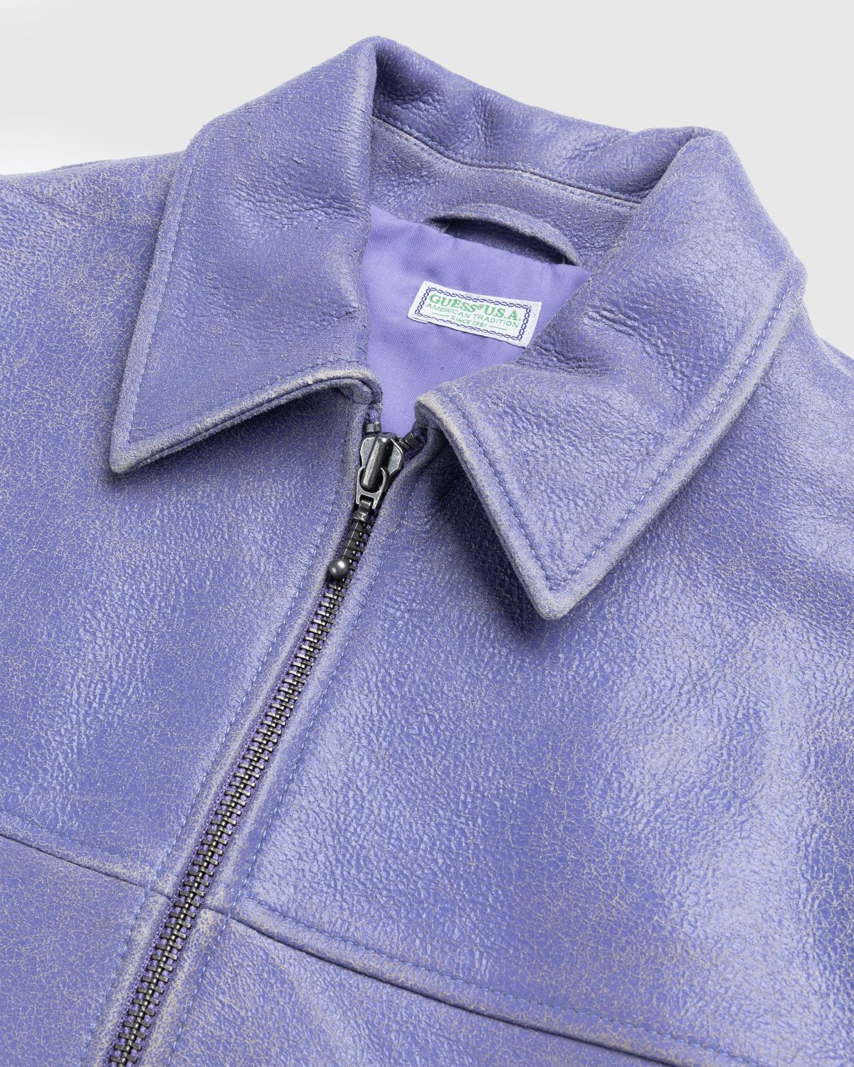 Guess USA – Crackle Leather Jacket Purple | Highsnobiety Shop