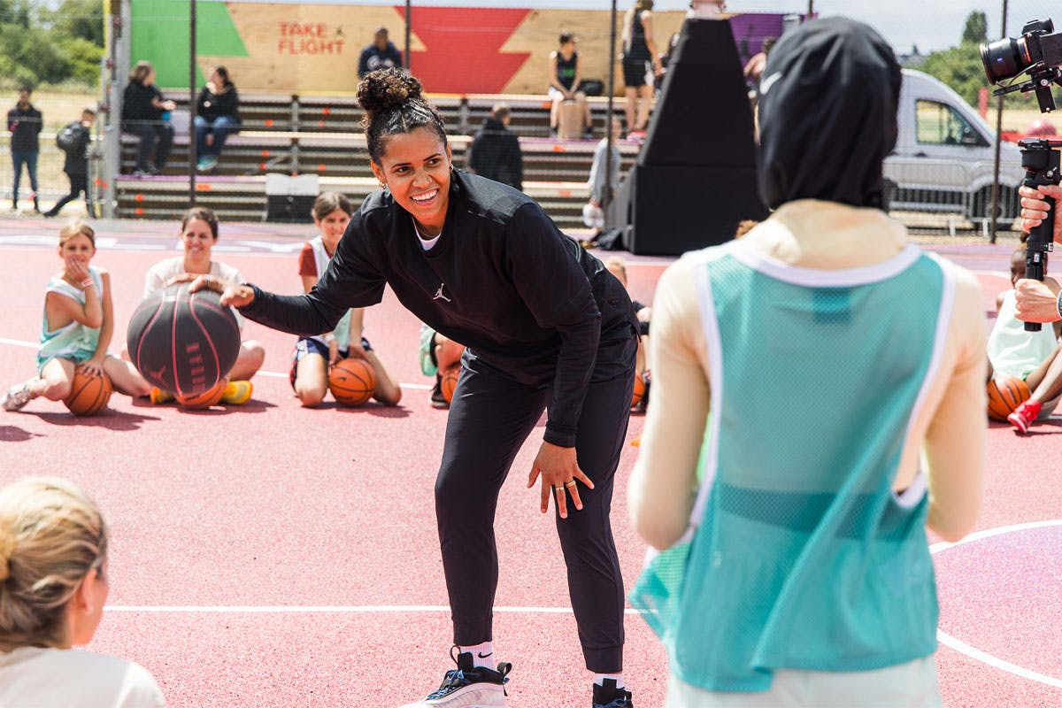 Coach Ireti Amojo in a training session