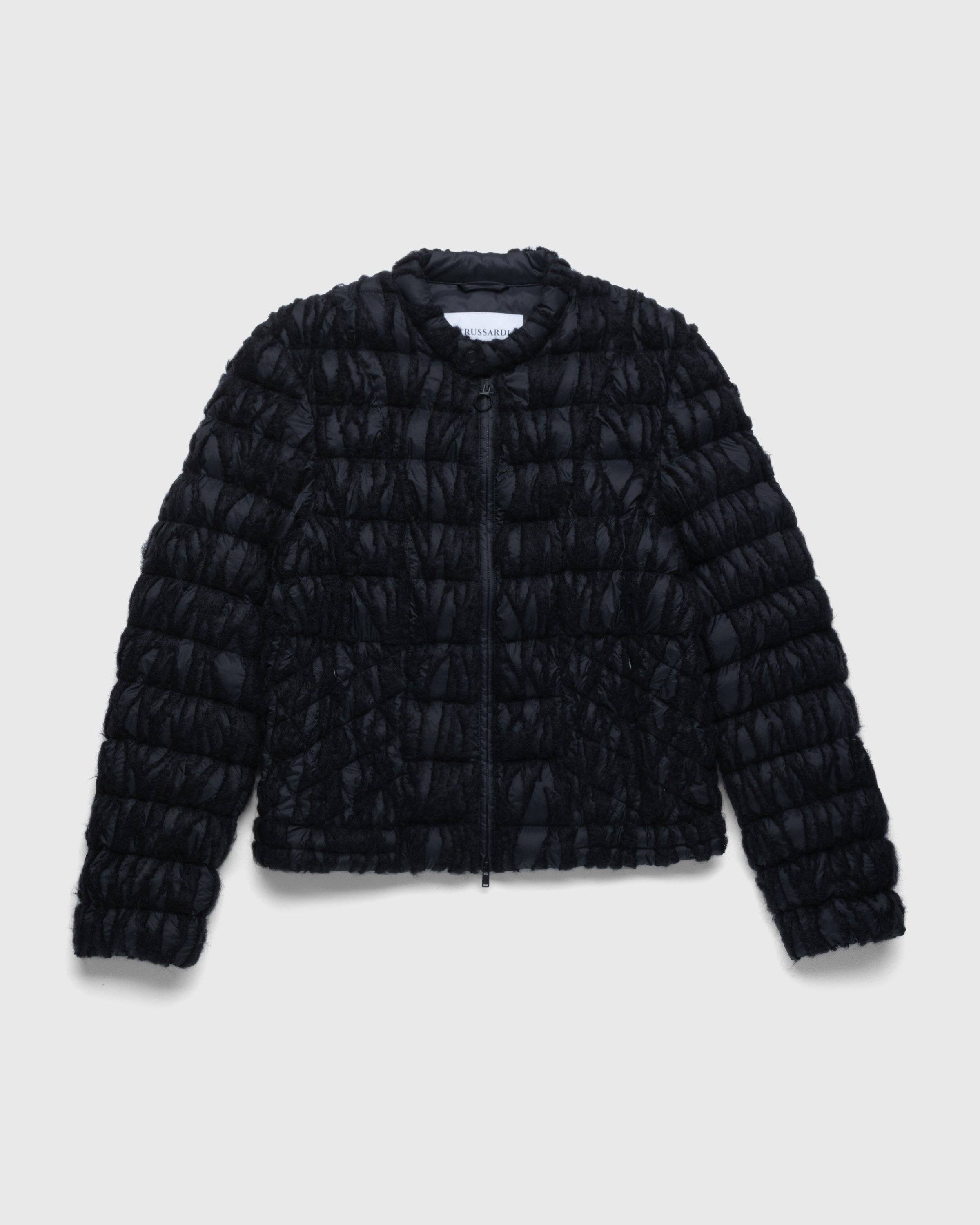 Trussardi – Embroidered Nylon Jacket Black - Down Jackets - Black - Image 1