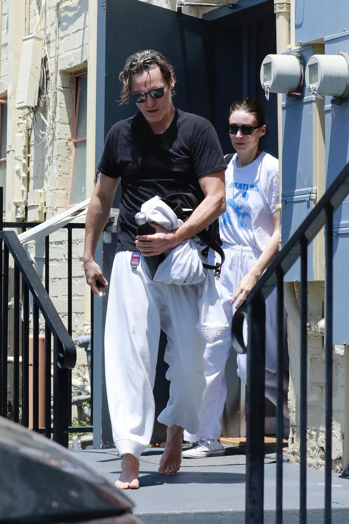*EXCLUSIVE* Joaquin Phoenix and Rooney Mara stop at Cryohealthcare in Los Angeles