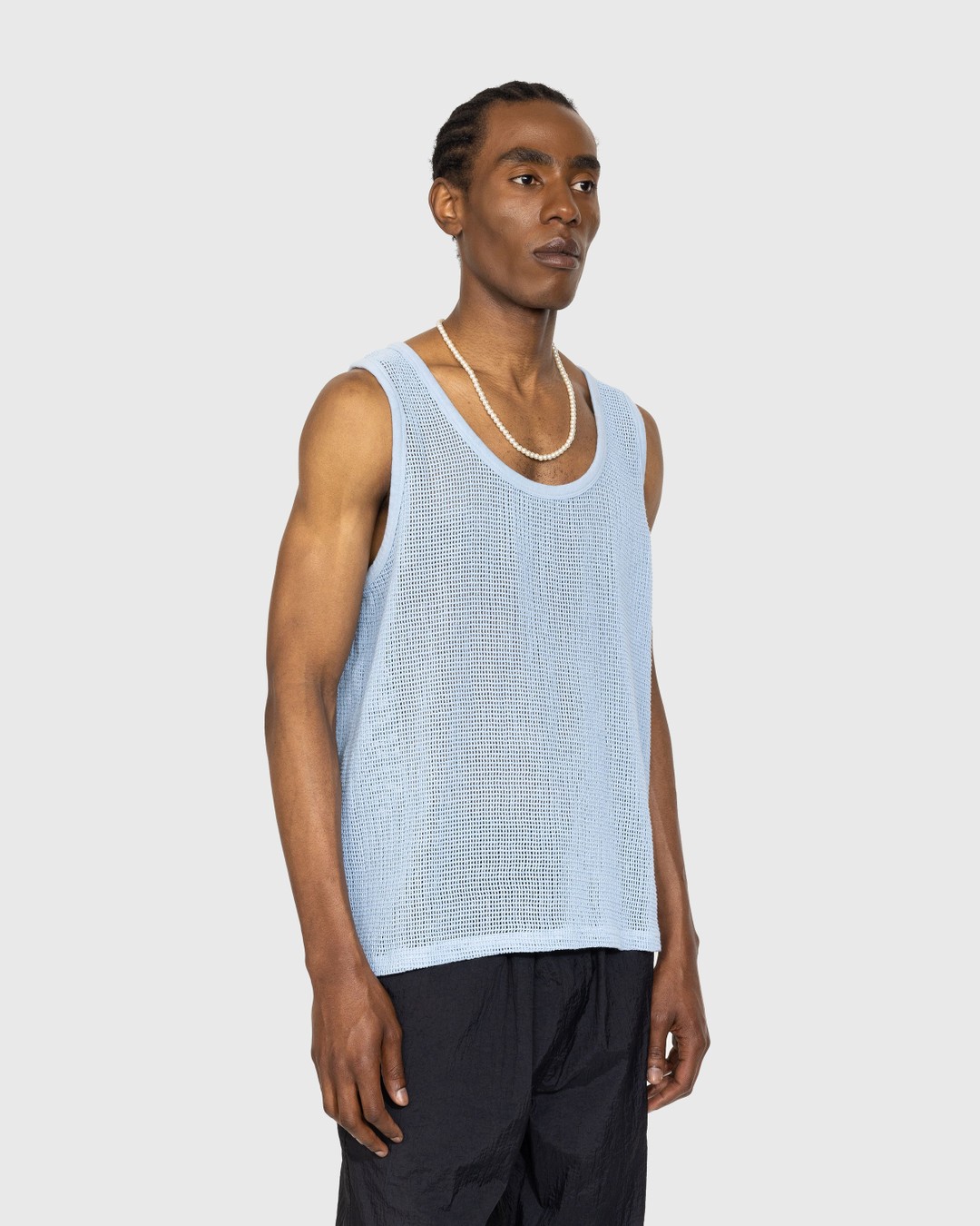 Highsnobiety – Cotton Mesh Knit Tank Top Blue - Tops - Blue - Image 3