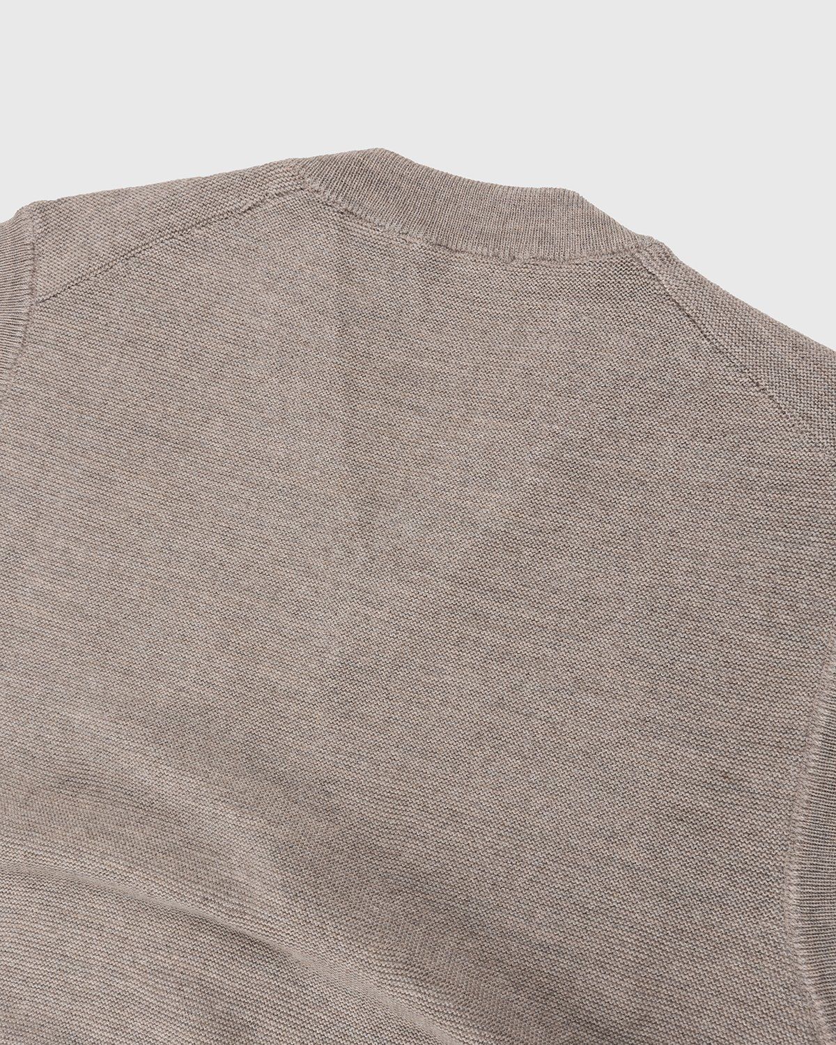 Lemaire – V-Neck Merino Vest Light Stone Melange - Knitwear - Beige - Image 3