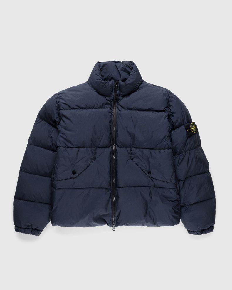 Garment-Dyed Recycled Nylon Down Jacket Navy Blue