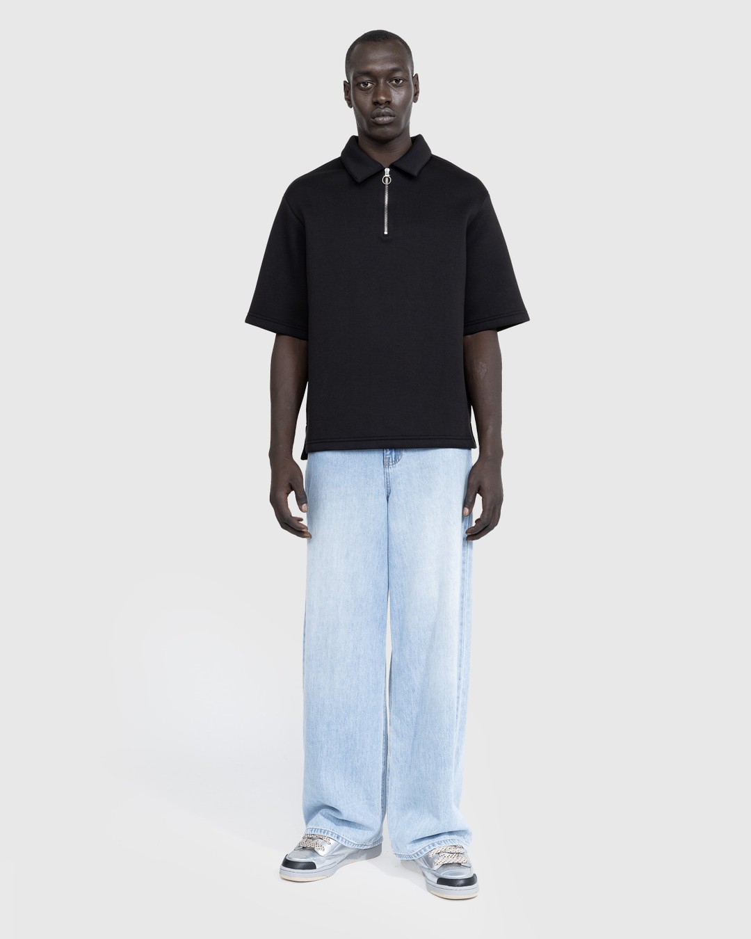 Trussardi – Quarter-Zip Scuba Polo Black  - Shirts - Black - Image 3