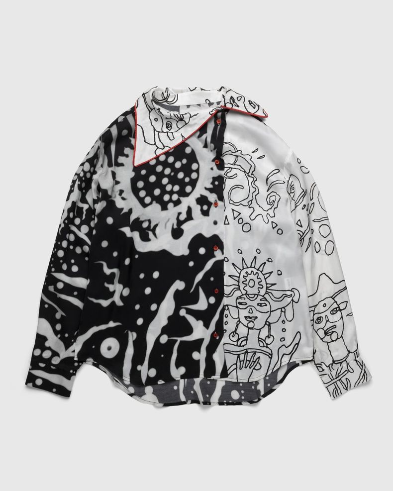 Honey Fucking Dijon x Steven Arnold – Fluid Satin Asymmetrical Woven Shirt