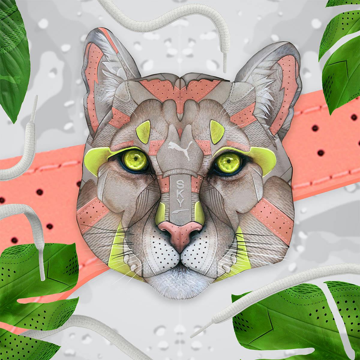 Visual artist Freehand Profit's interpretation of the PUMA Sky Modern.