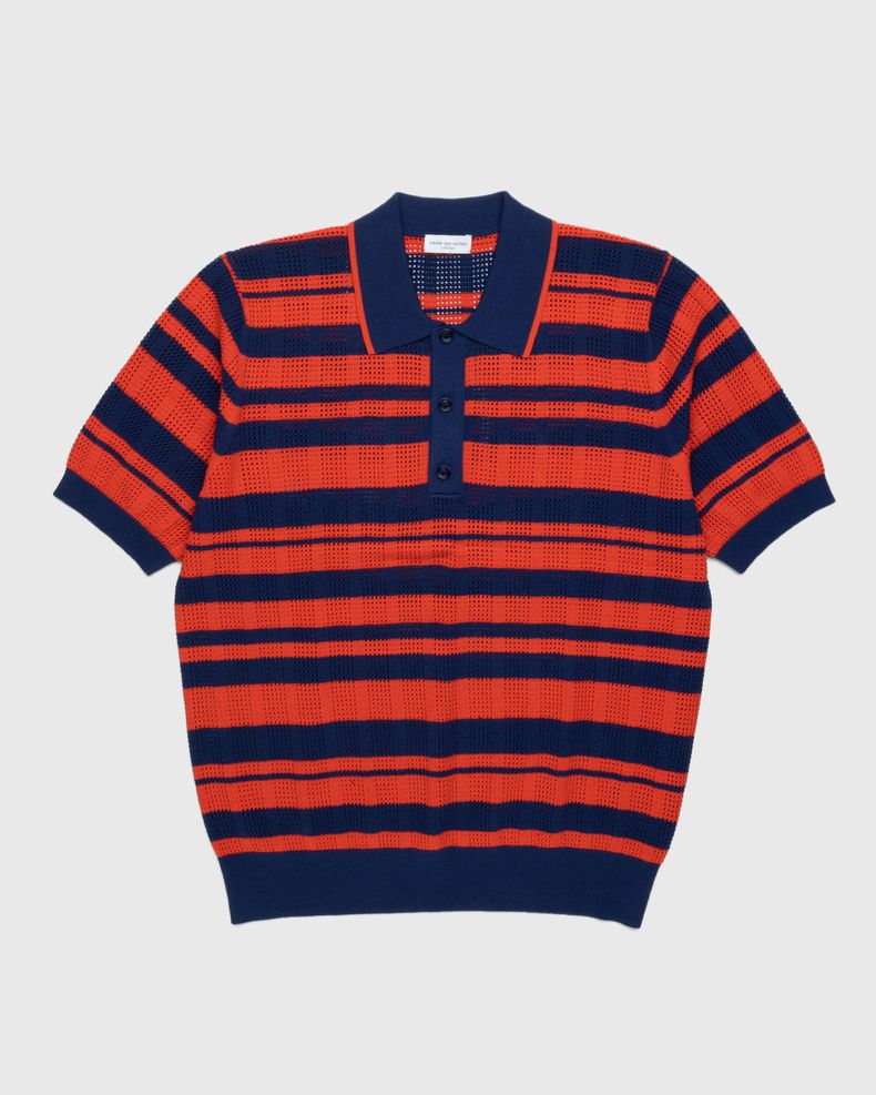 Dries van Noten – Mirko Striped Polo Shirt Dark Blue