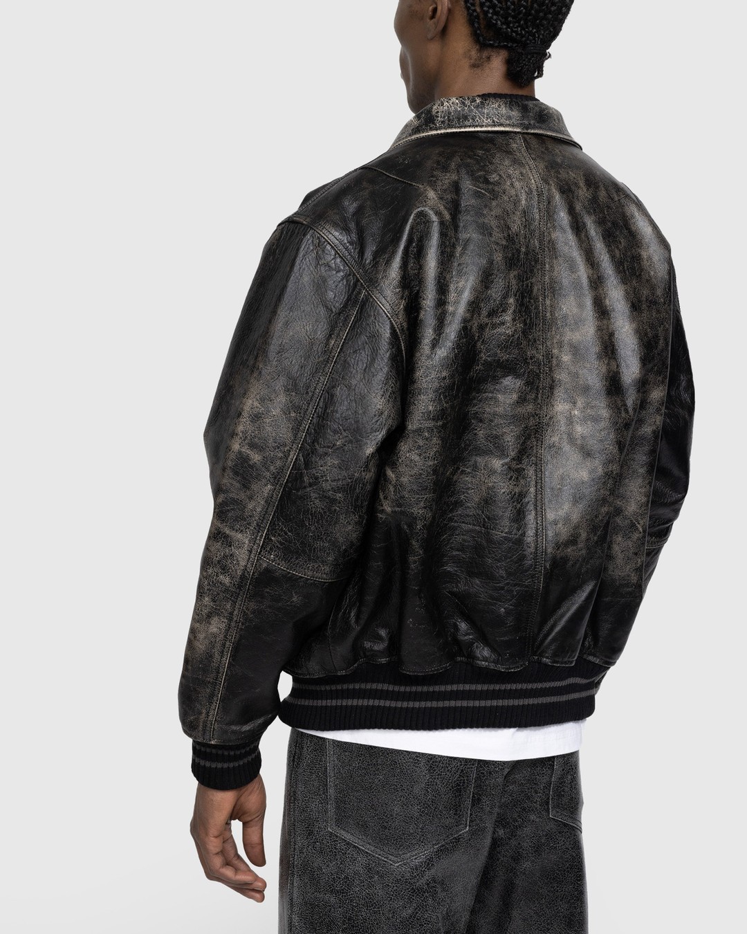 Guess leather discount bomber jacket mens