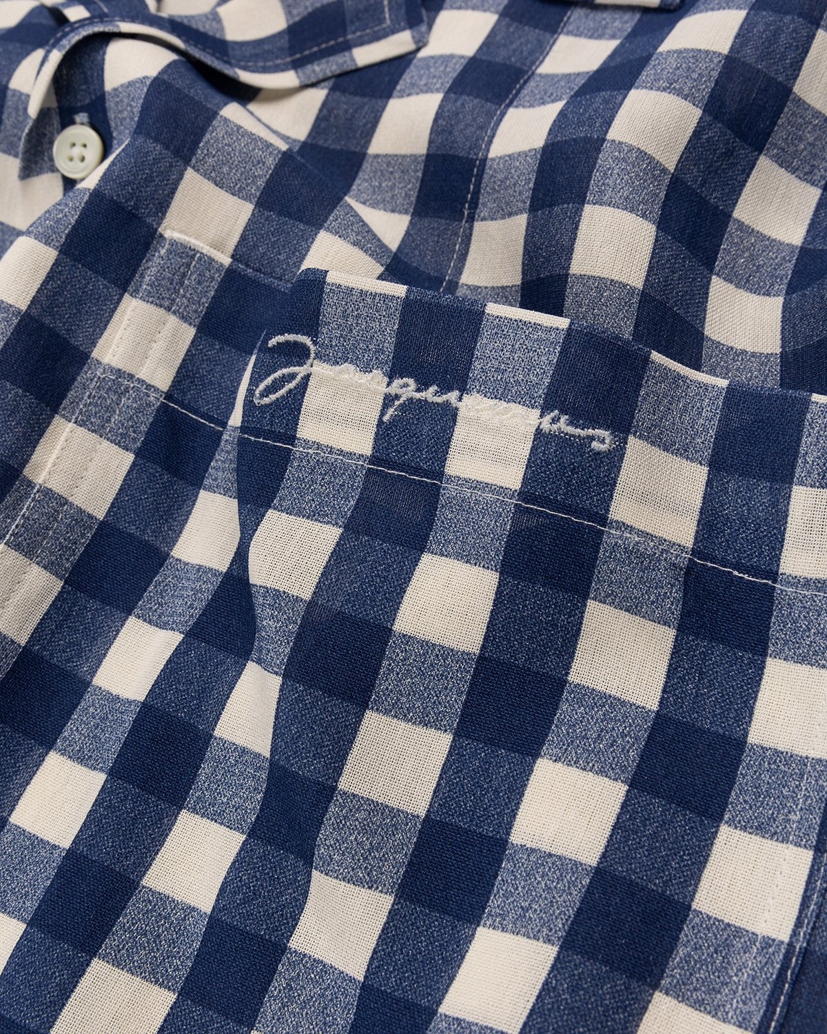 JACQUEMUS – La Chemise Jean Navy Checks - Shirts - Blue - Image 3