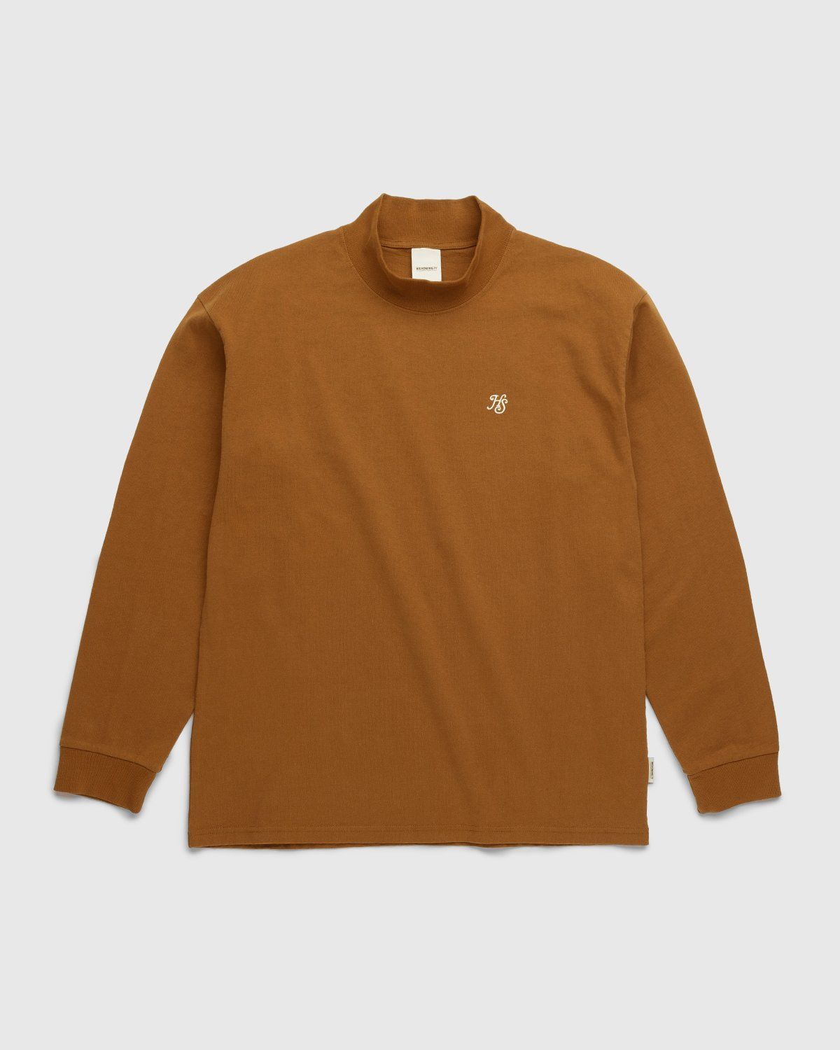 Highsnobiety – Heavy Logo Staples Mock Neck Acorn - Tops - Brown - Image 1
