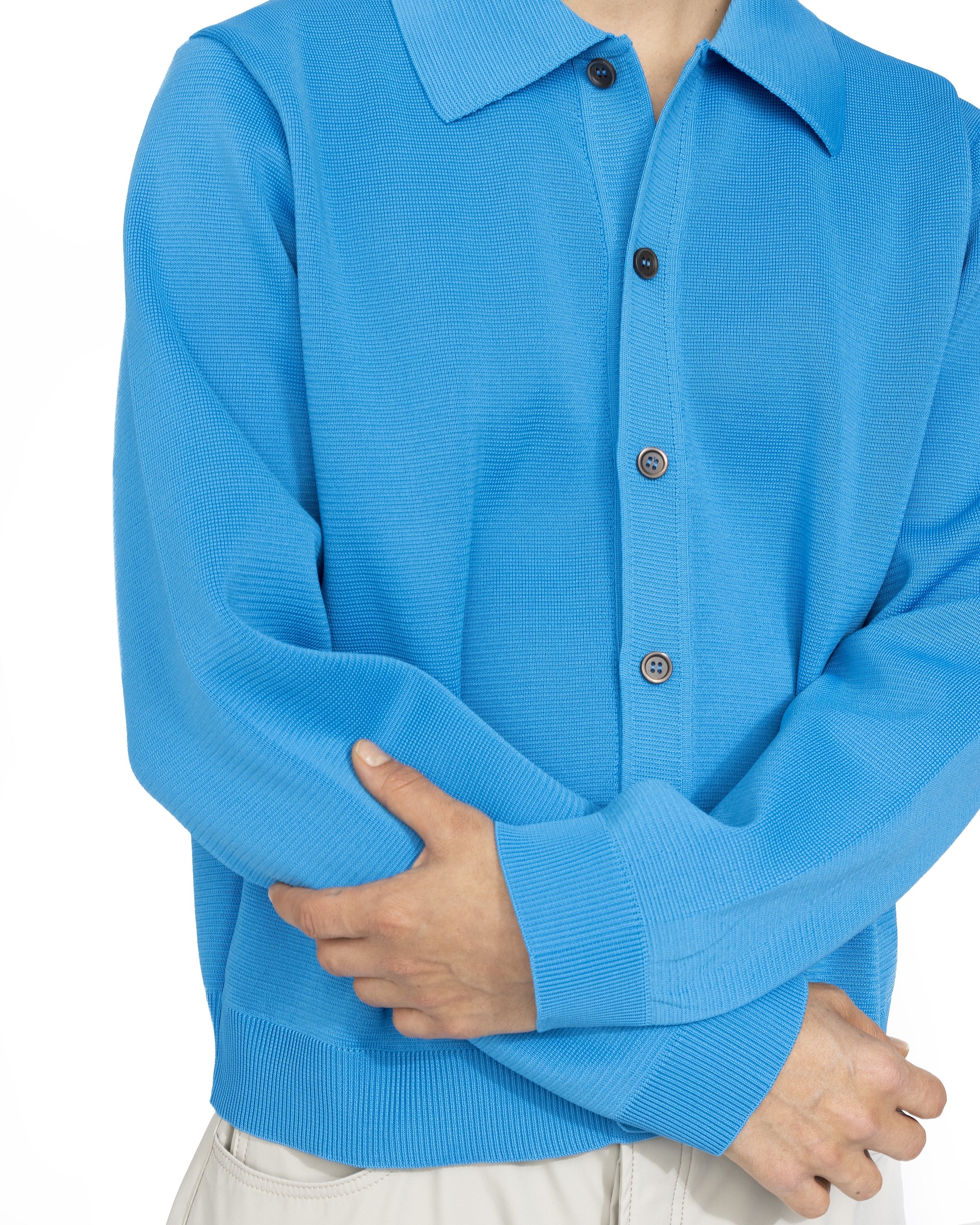 Our Legacy – Evening Polo Circuit Blue Performance Poly - Knitwear - Blue - Image 4