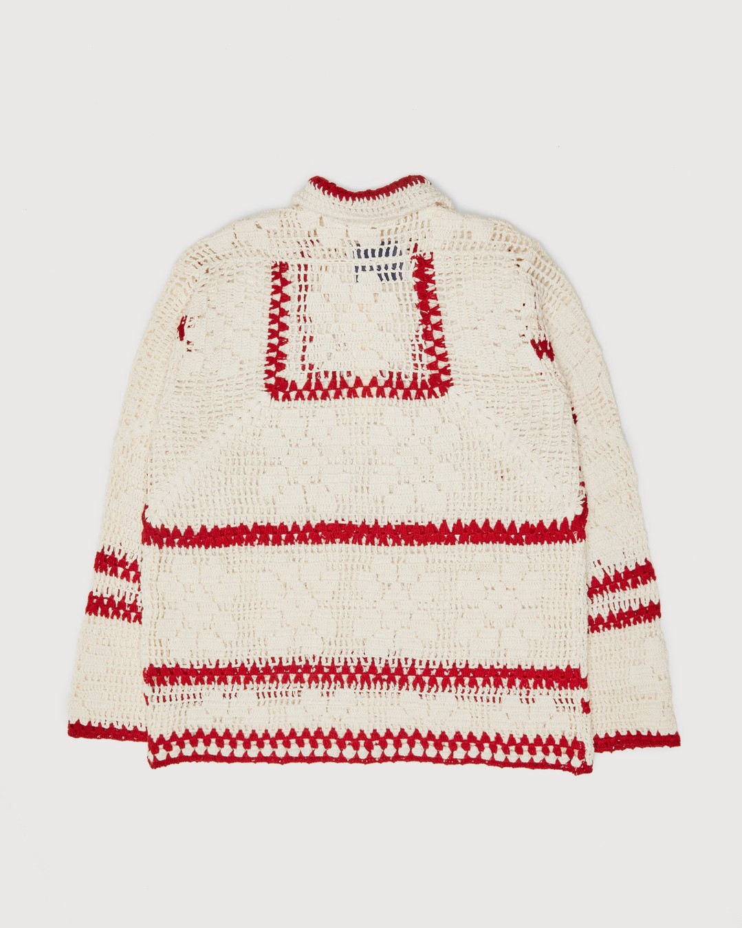 bode – Mockneck Crochet Pullover White Red - Sweats - Beige - Image 2