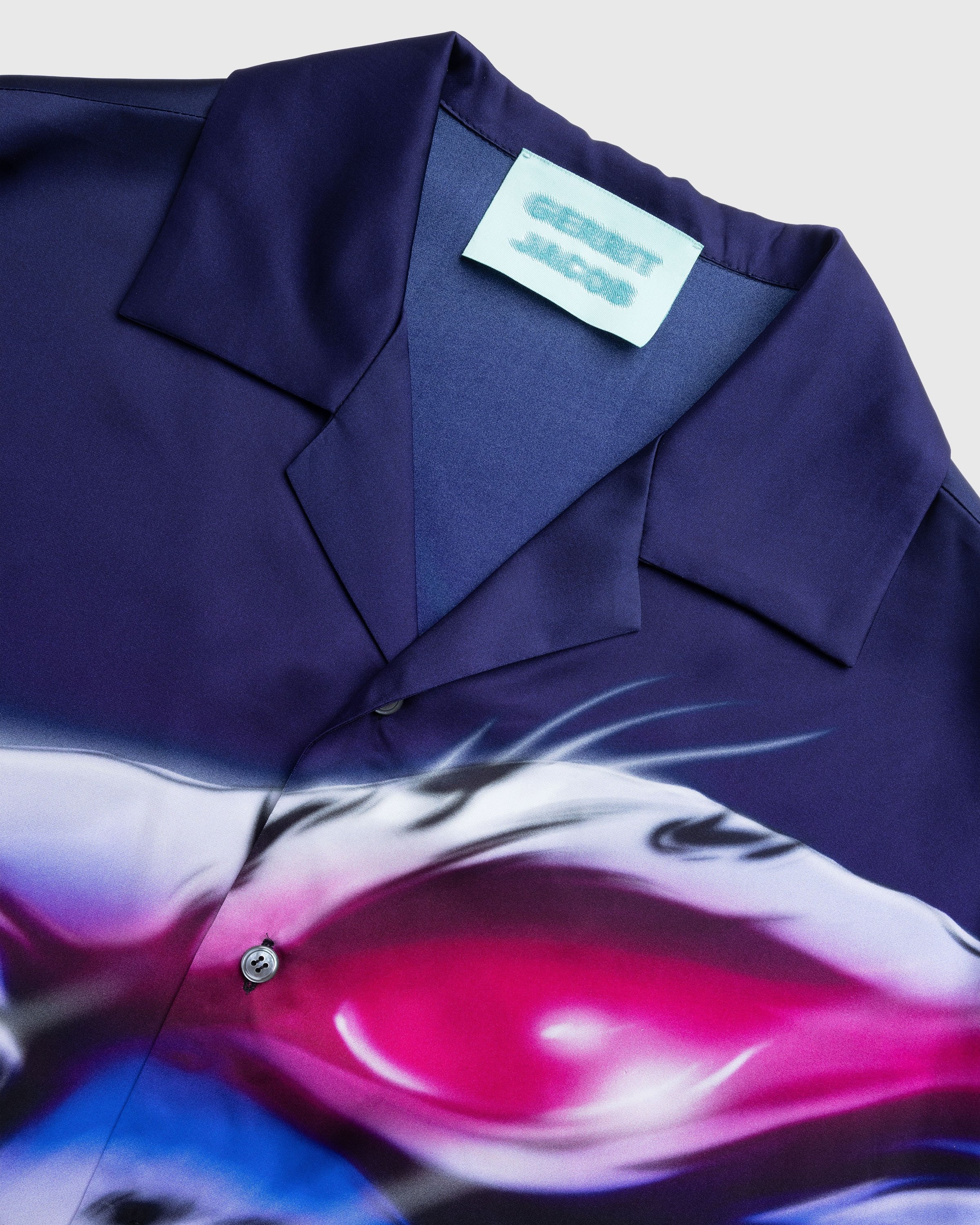 Gerrit Jacob – Satin Printed Shirt Navy/Lilac - Shirts - Purple - Image 5