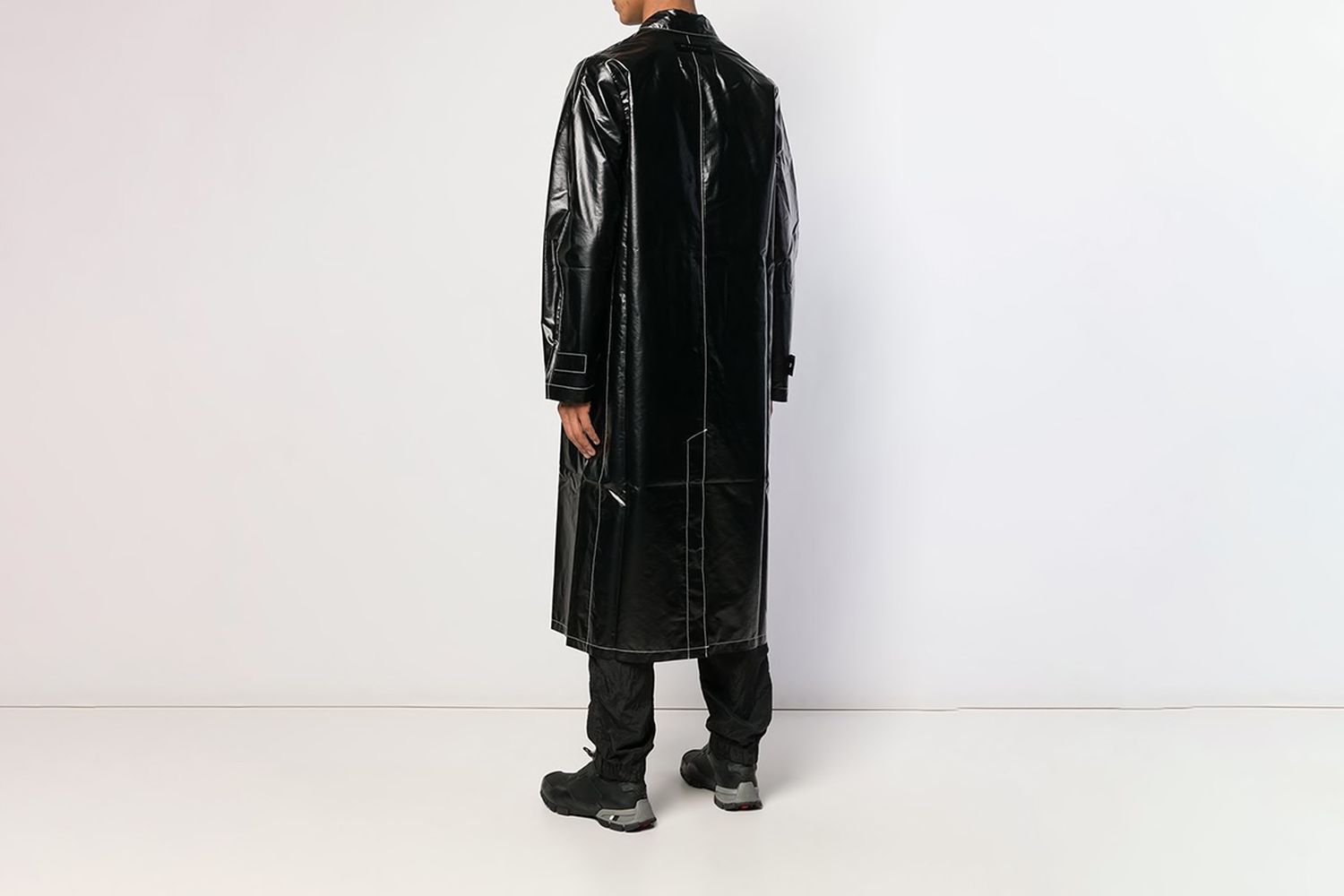 Mid-length Faux Leather Trench Coat
