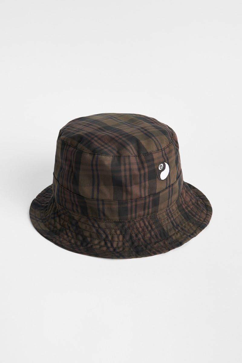 AS208BBP_BUCKET HAT_BROWN PLAID_UPRIGHT