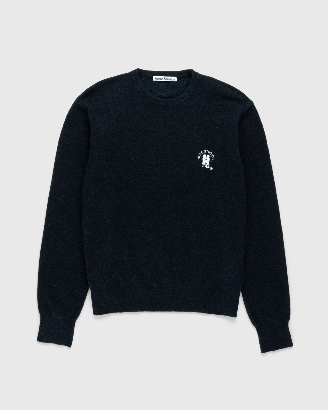 Acne Studios – Embroidered Logo Crewneck Dark Navy Melange - Knitwear - Blue - Image 1