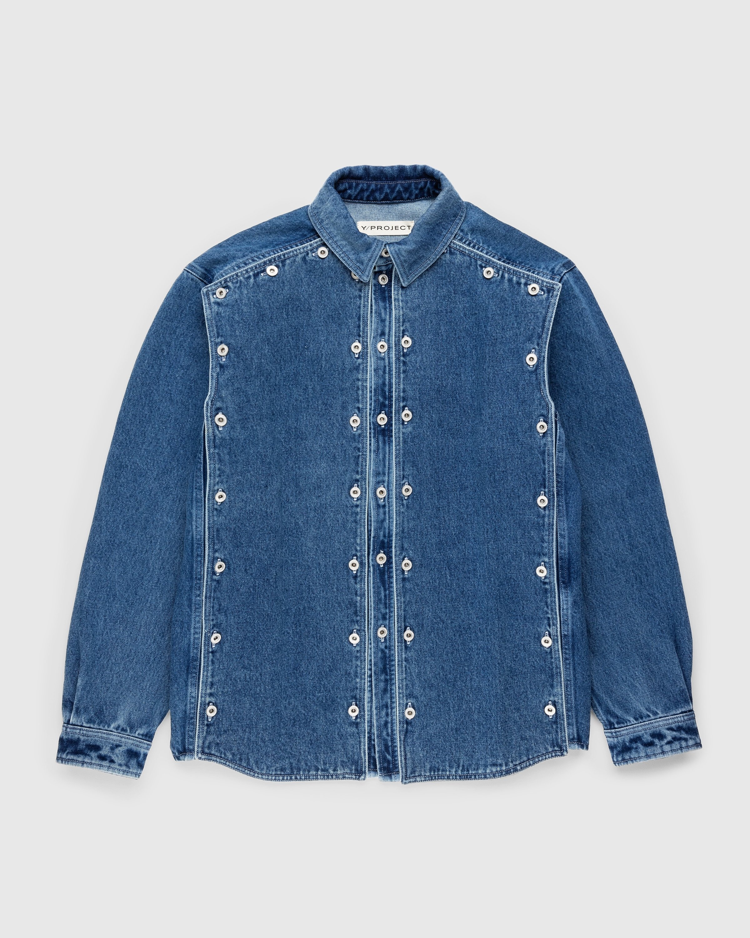 Y/Project – Classic Button Panel Denim Shirt Navy | Highsnobiety Shop