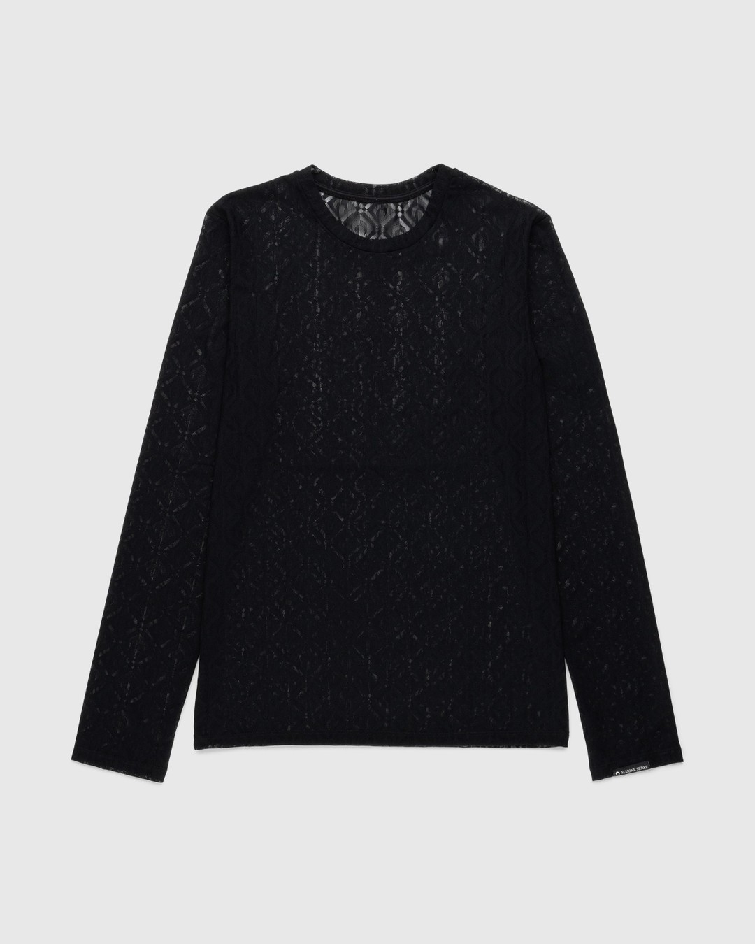 Marine Serre – Moon Diamant Mesh Jacquard Longsleeve Top Black - Tank Tops - Black - Image 1