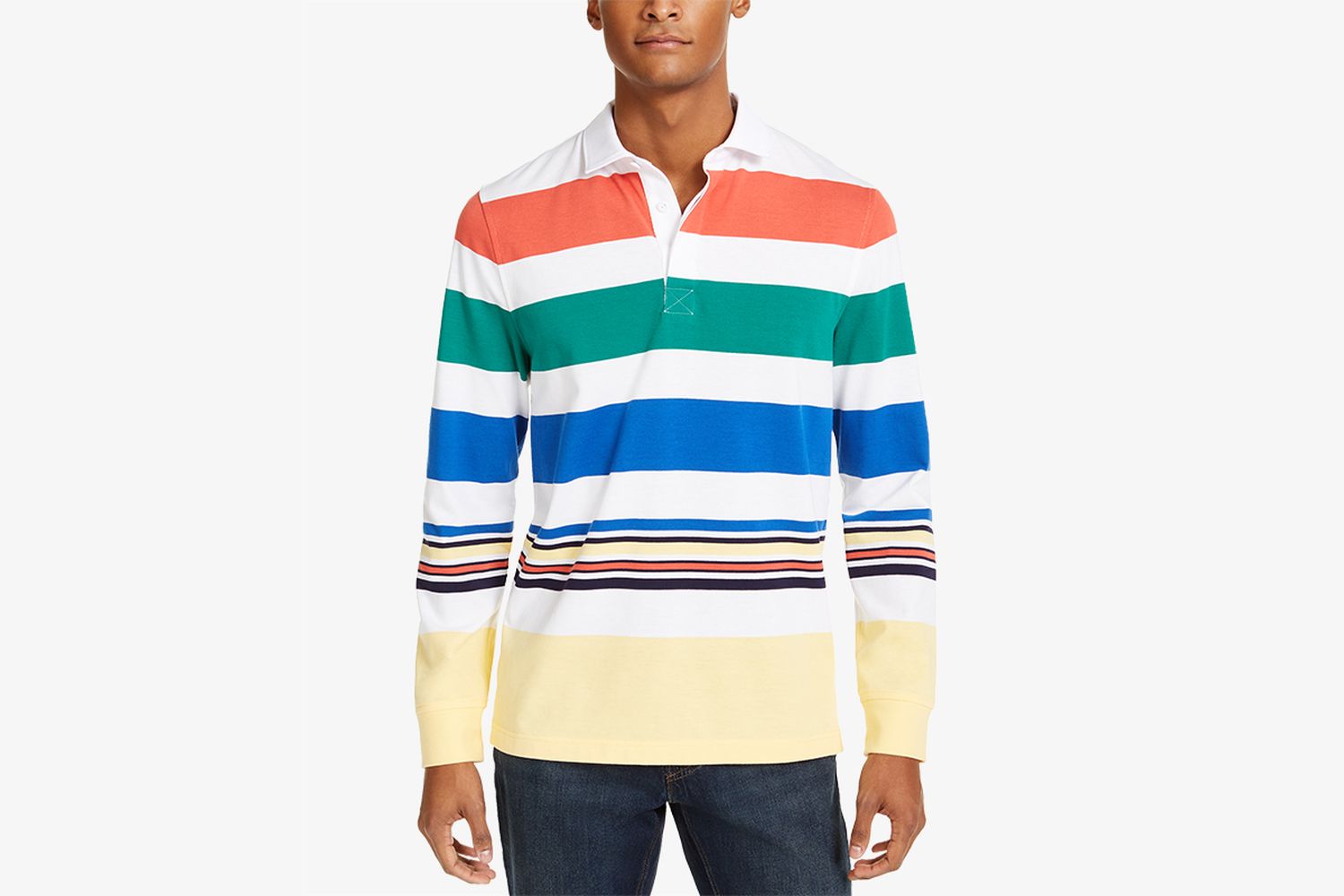 Men's Roadmap Striped Rugby Long Sleeve Shirt, Created For Macy's