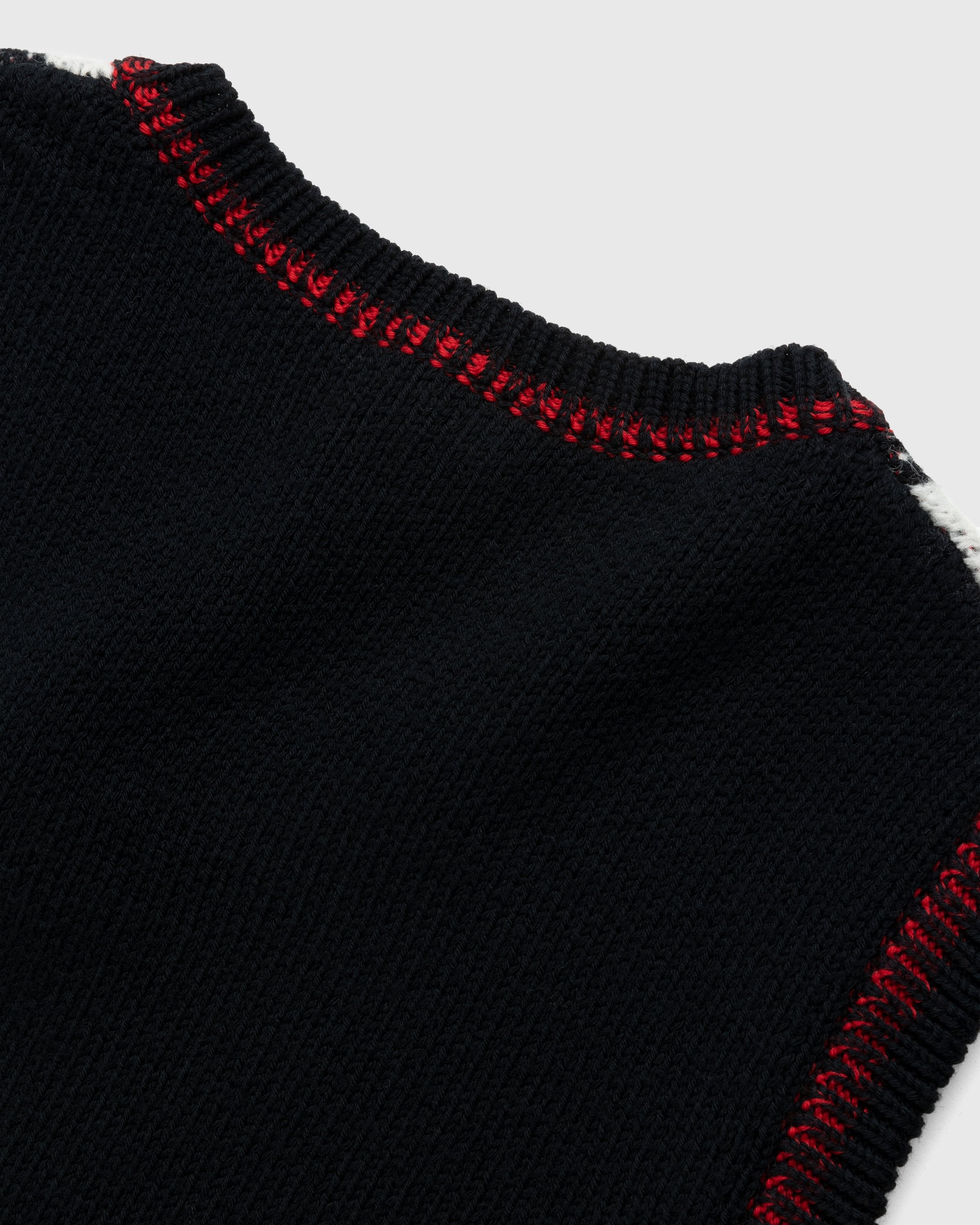 Marine Serre – Harlequeen Pullover V-Neck Black - Gilets - Black - Image 3