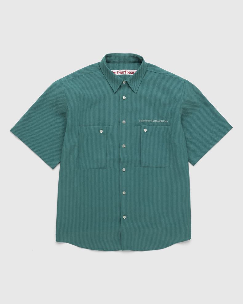 Seersucker Button-Up Shirt Pear