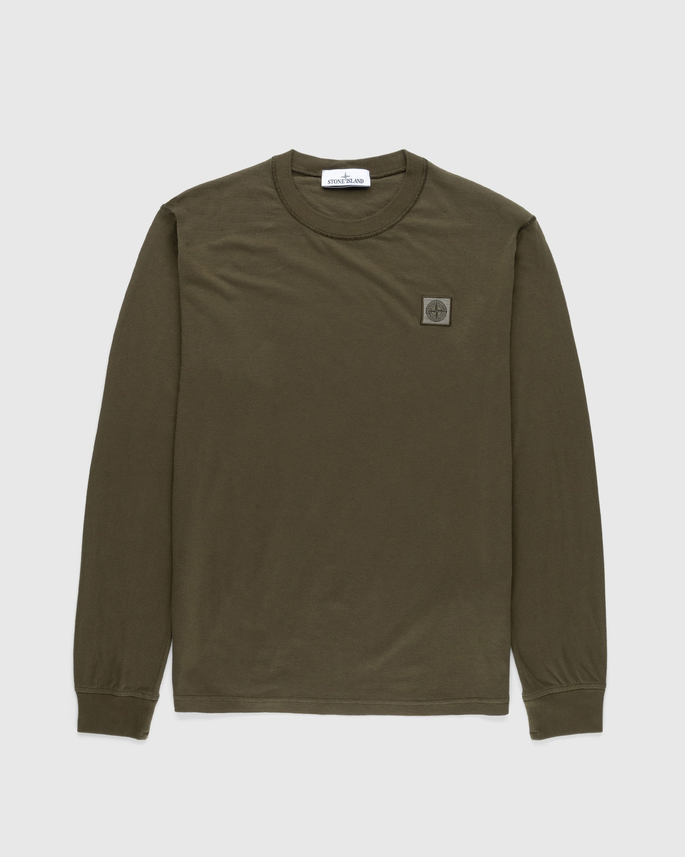 Stone Island – Fissato Longsleeve T-Shirt Olive - T-shirts - Green - Image 1