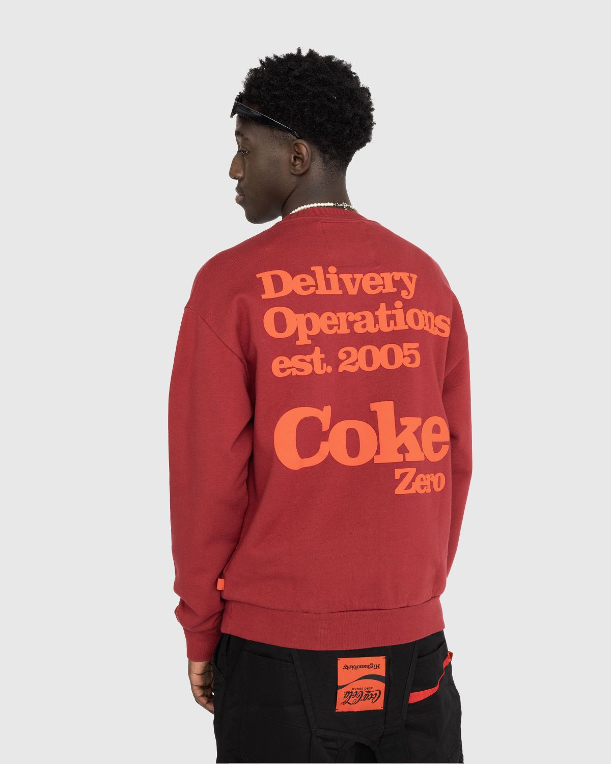 Highsnobiety x Coca-Cola Zero Sugar – Crewneck Burgundy - Knitwear - Red - Image 4