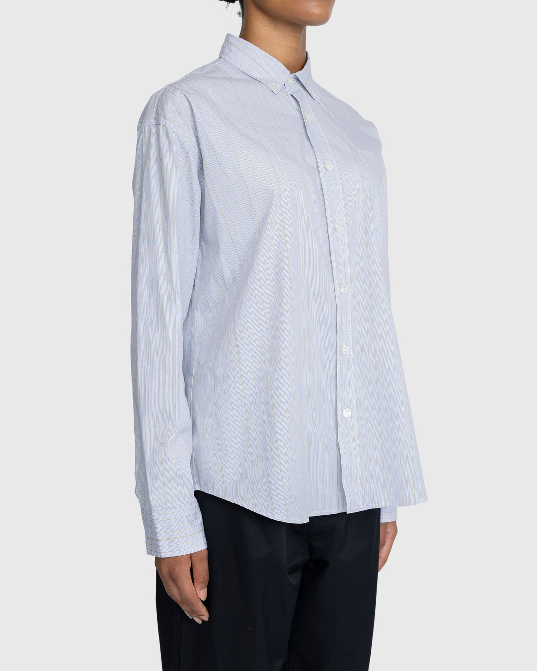 Highsnobiety – Striped Dress Shirt White/Blue - Shirts - Blue - Image 4