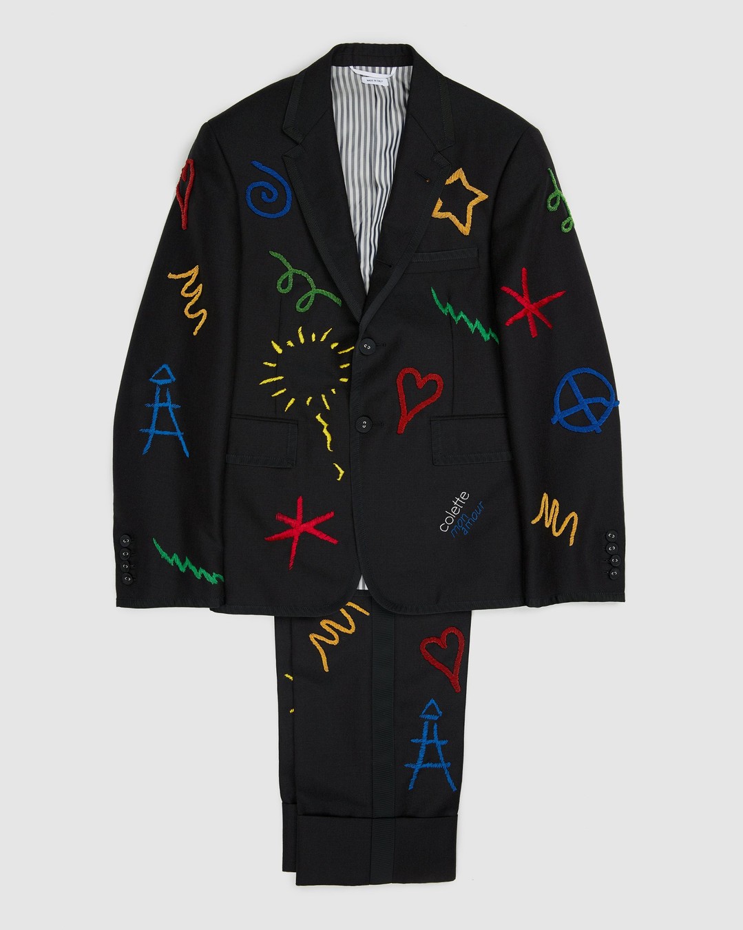 Colette Mon Amour x Thom Browne – Black Embroidered Tux Suit - Suits - Grey - Image 1