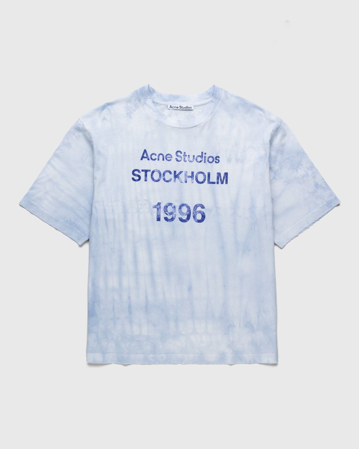 Acne Studios – Tea Dyed Logo Stamp T-Shirt Blue - Tops - Blue - Image 1