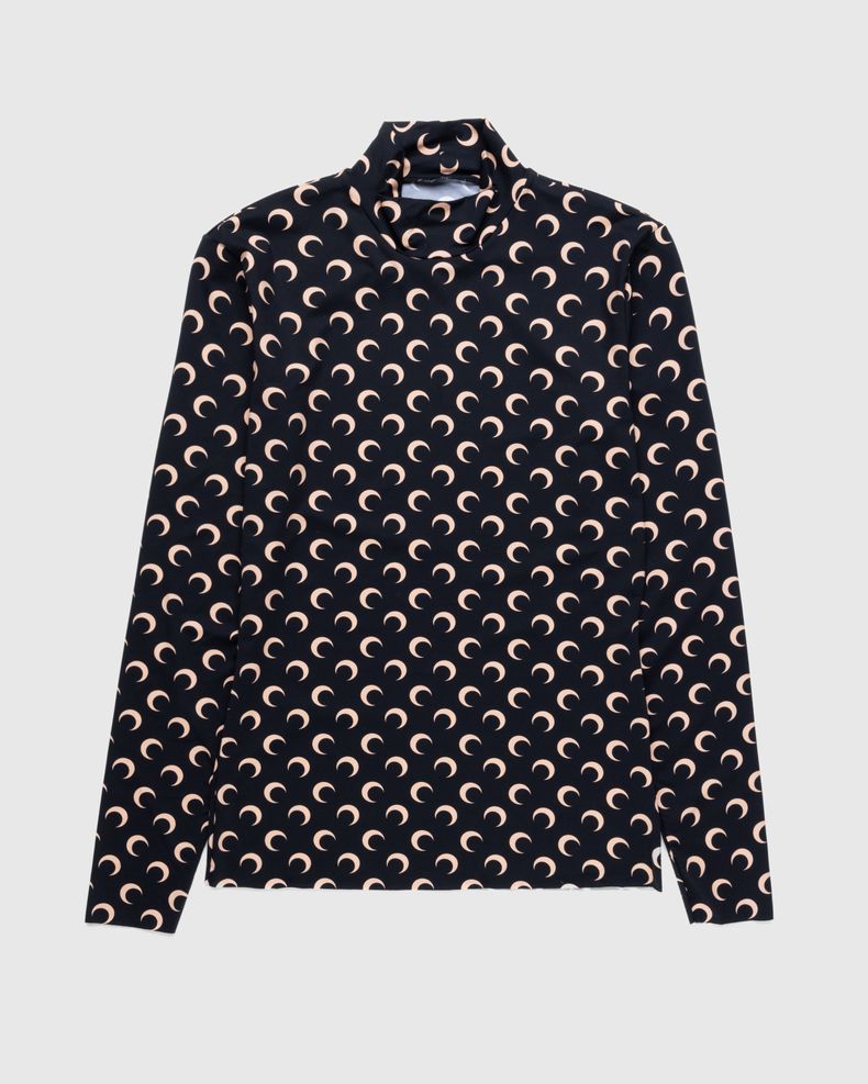 All-Over Moon Print Second Skin Top Brown