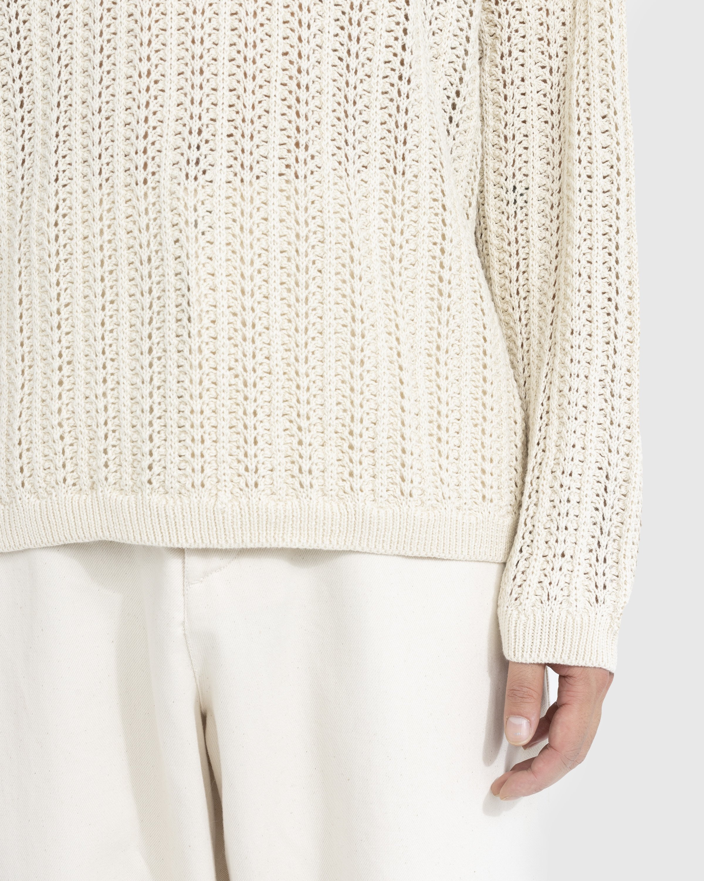 Bode – Pointelle Polo Longsleeve Cream - Shirts - Beige - Image 4