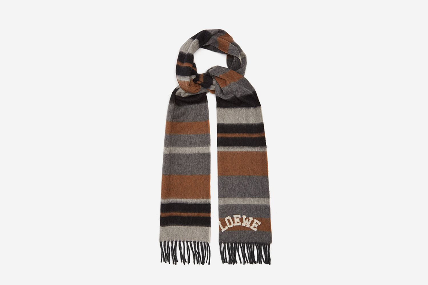Striped Brushed Wool Scarf