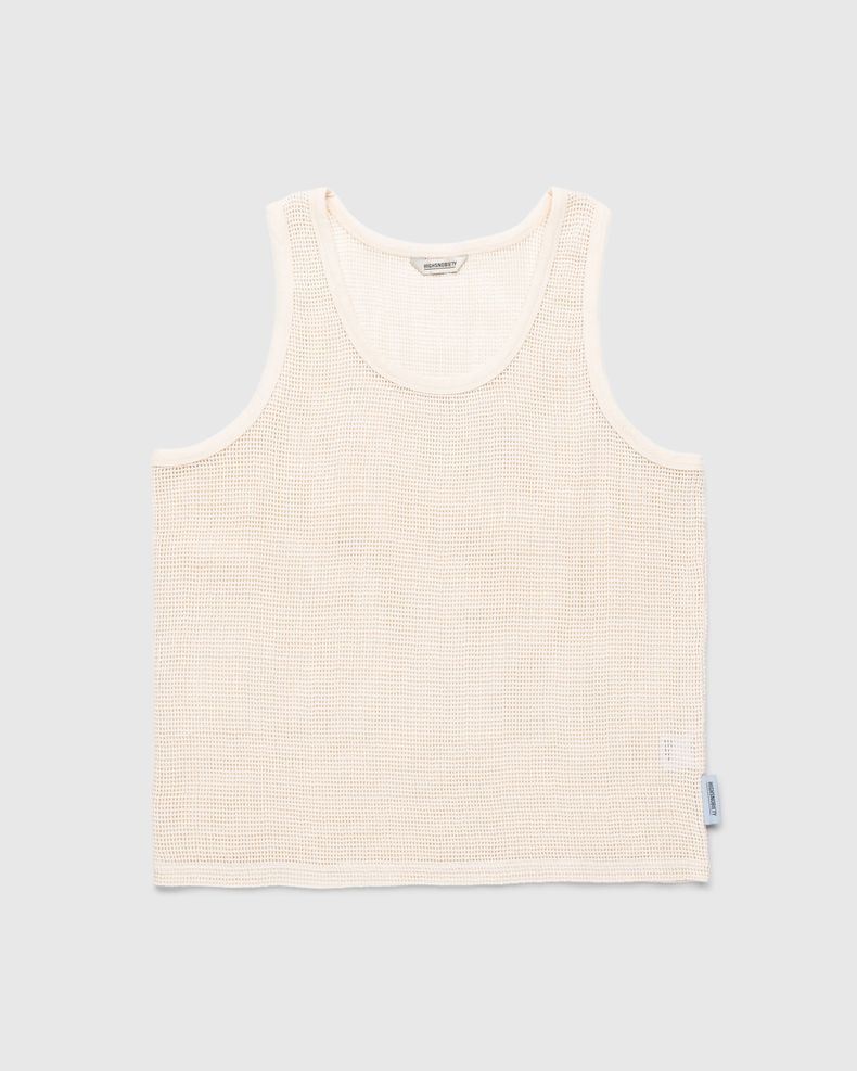 Cotton Mesh Knit Tank Top Eggshell