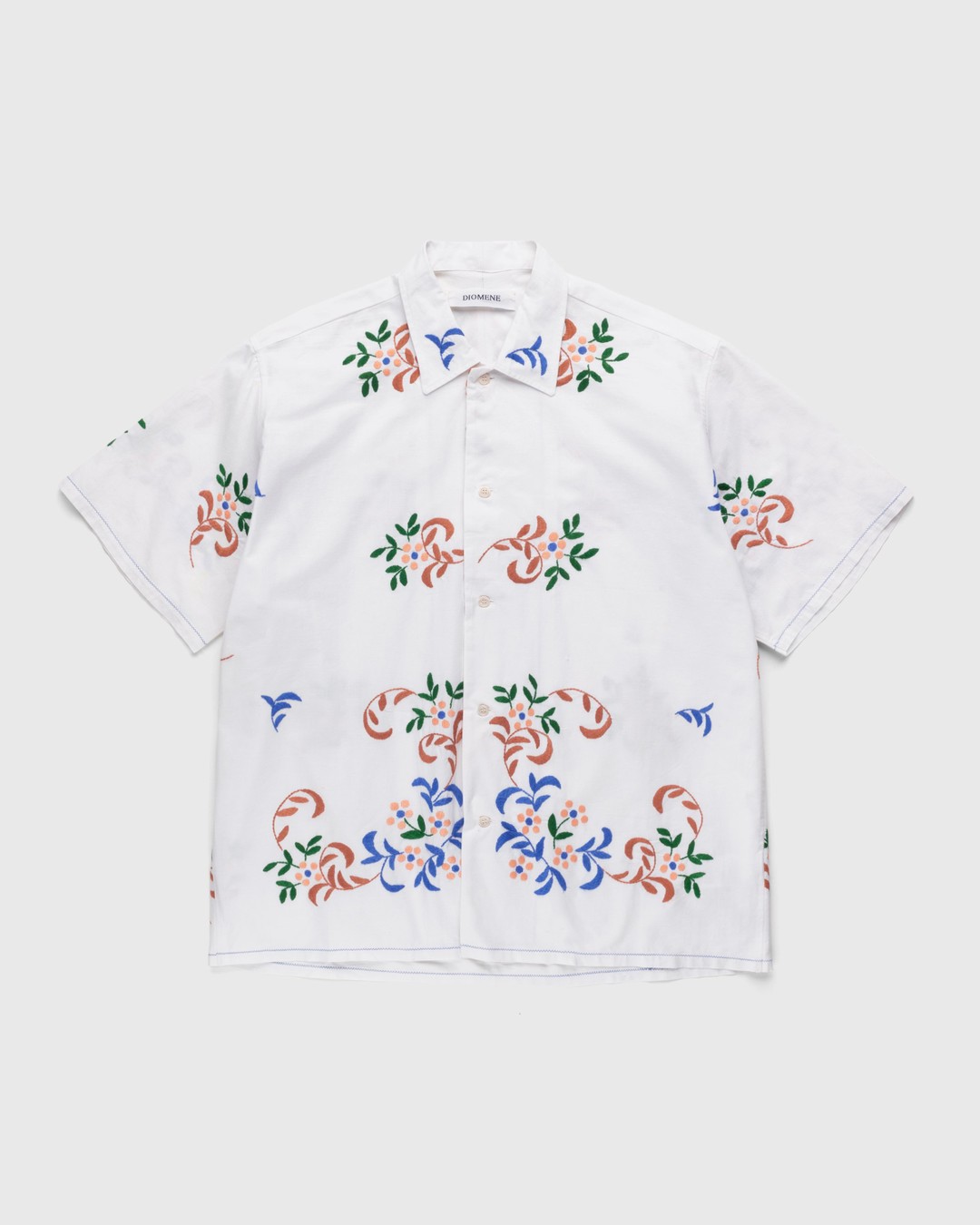 Diomene by Damir Doma – Embroidered Vacation Shirt White/Blue - Shirts - White - Image 1