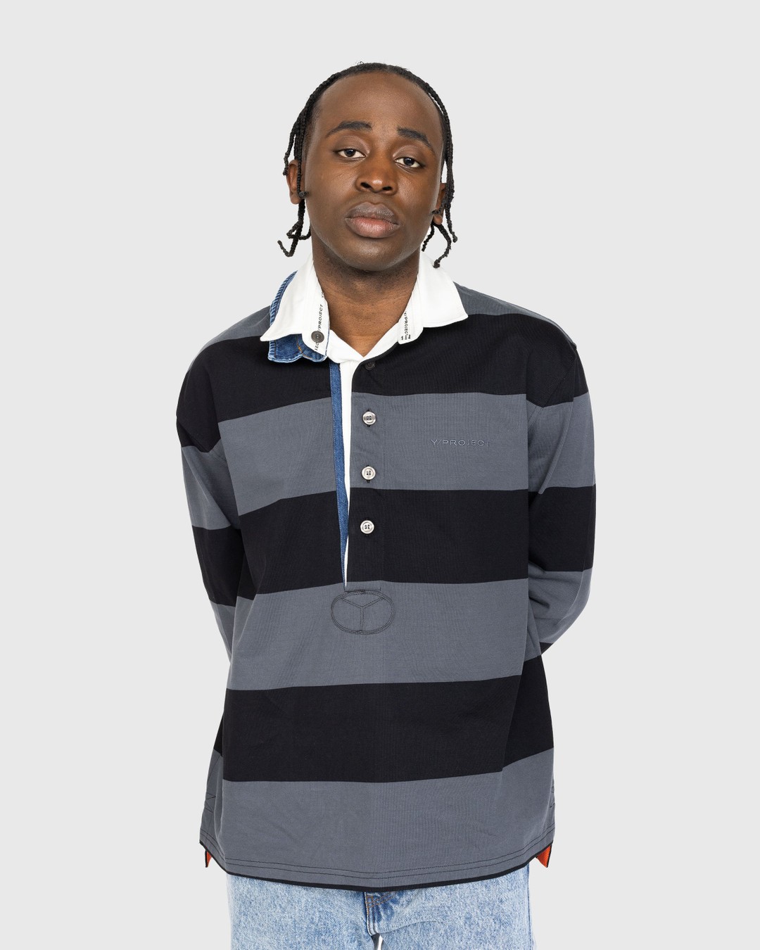 Y/Project – Triple Collar Rugby Polo Black/Grey - Shirts - Grey - Image 2