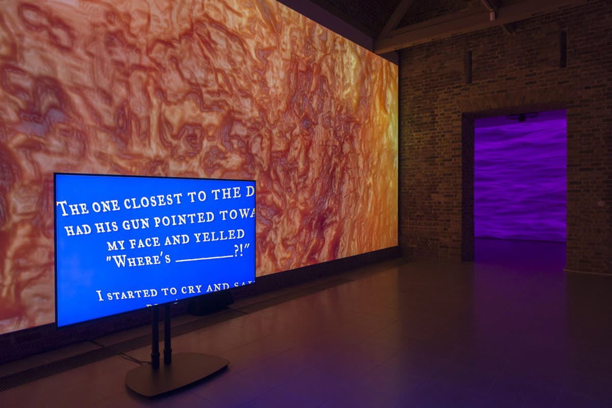 Sondra Perry, Installation view, Typhoon coming on, Serpentine Sackler Gallery, London