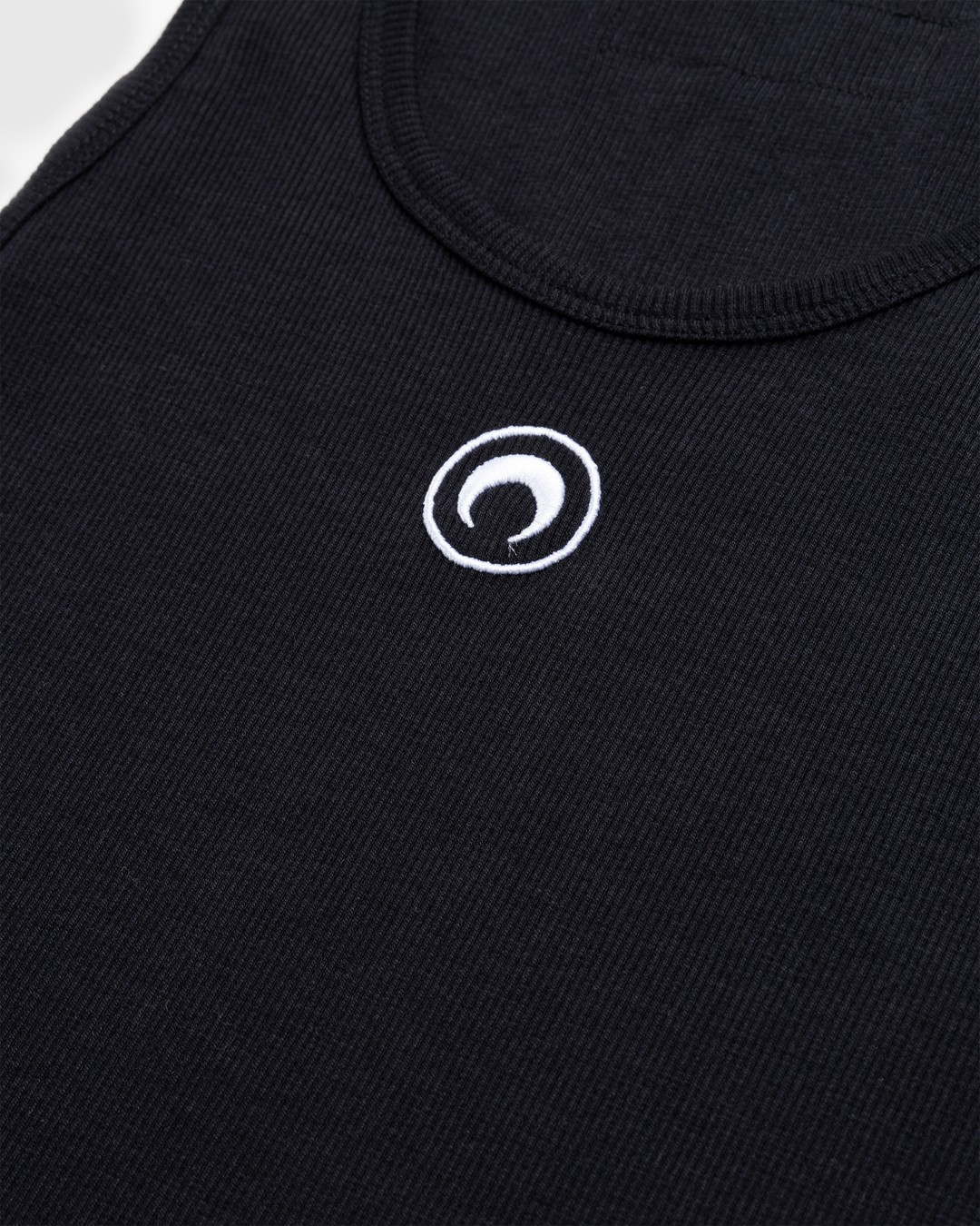 Marine Serre – Organic Cotton Rib Tank Top Black - Men Tops - Black - Image 6
