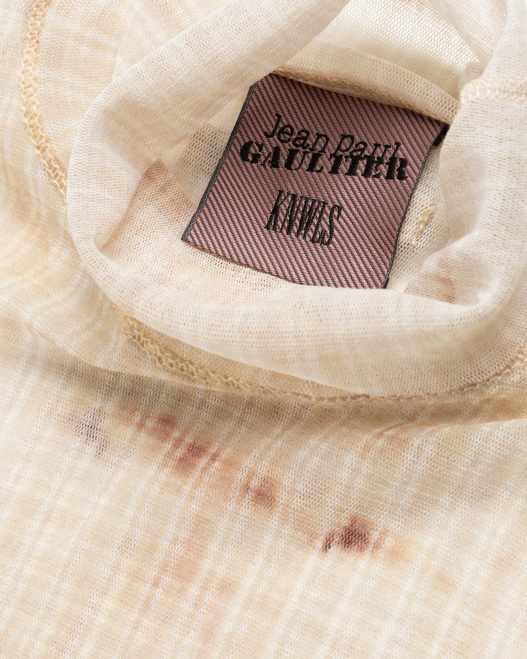 Jean Paul Gaultier – High Neck Longsleeve Printed Stripe Top Ecru/Brown - Longsleeves - Beige - Image 5