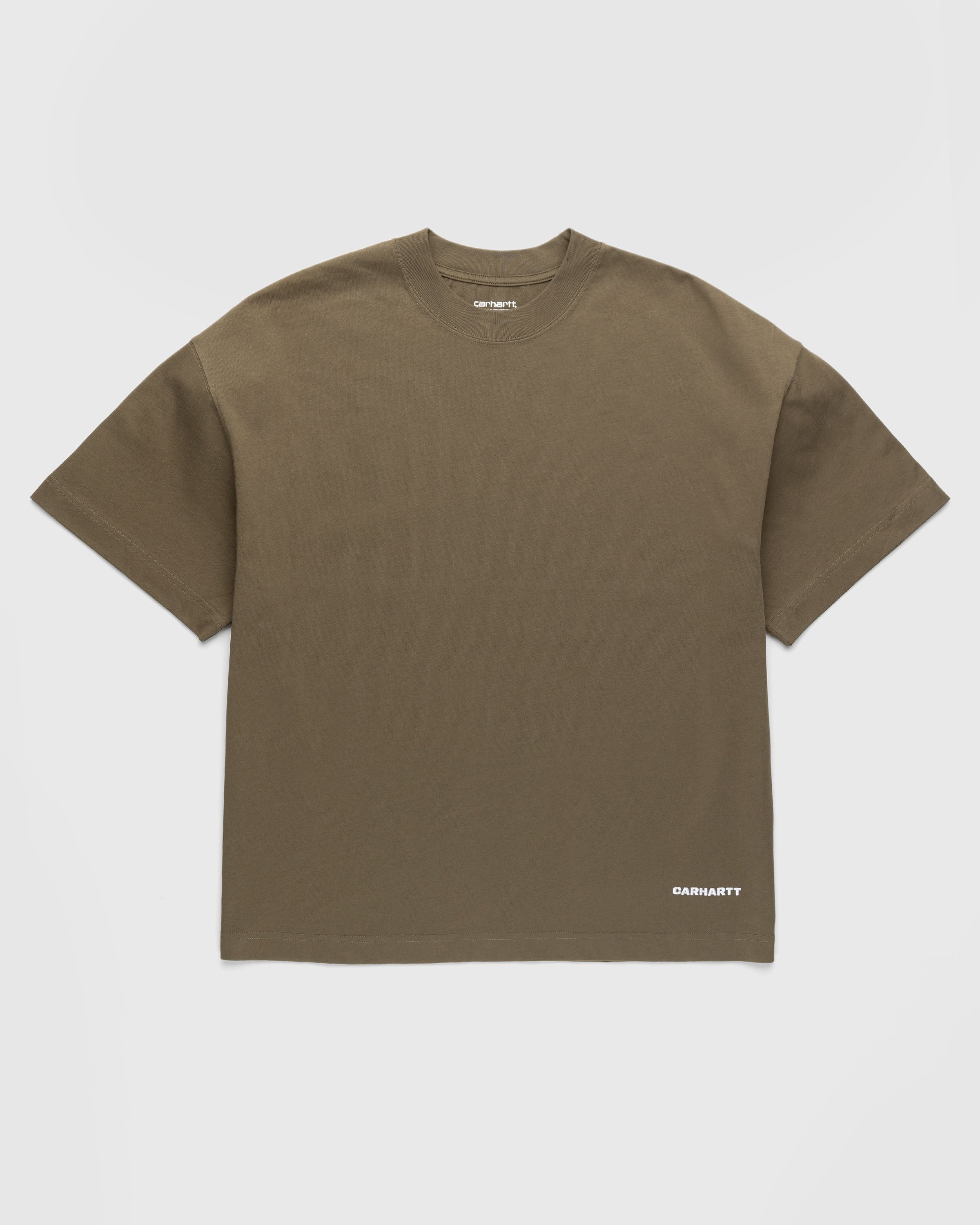 Carhartt WIP – Link Script T-Shirt Green - Tops - Brown - Image 1