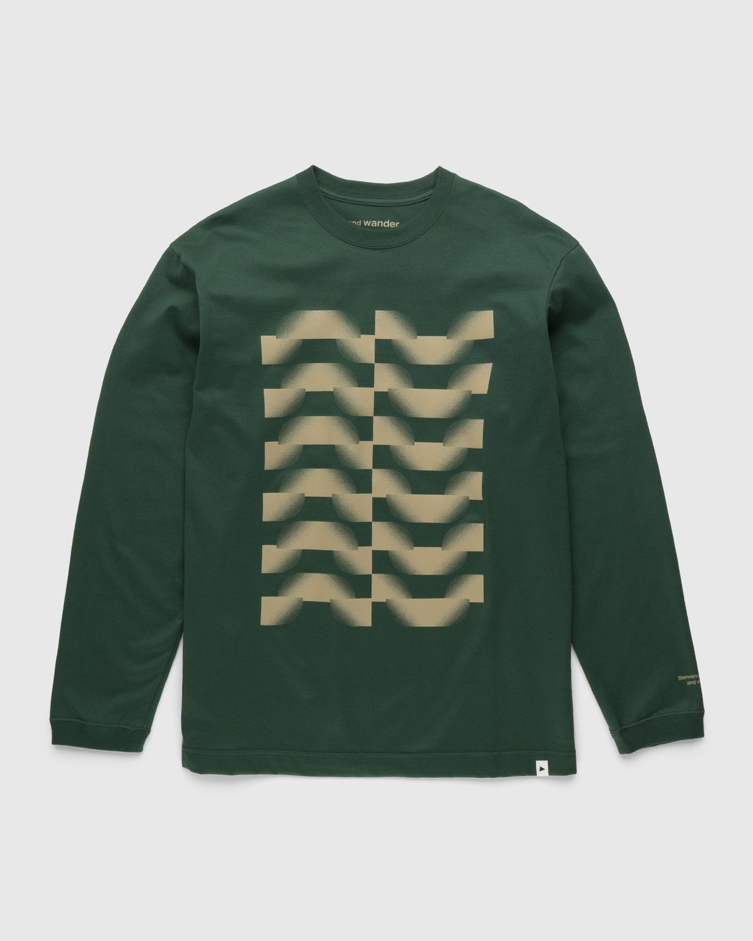 And Wander – Up Down Graphic LS Tee Green - Tops - Green - Image 1