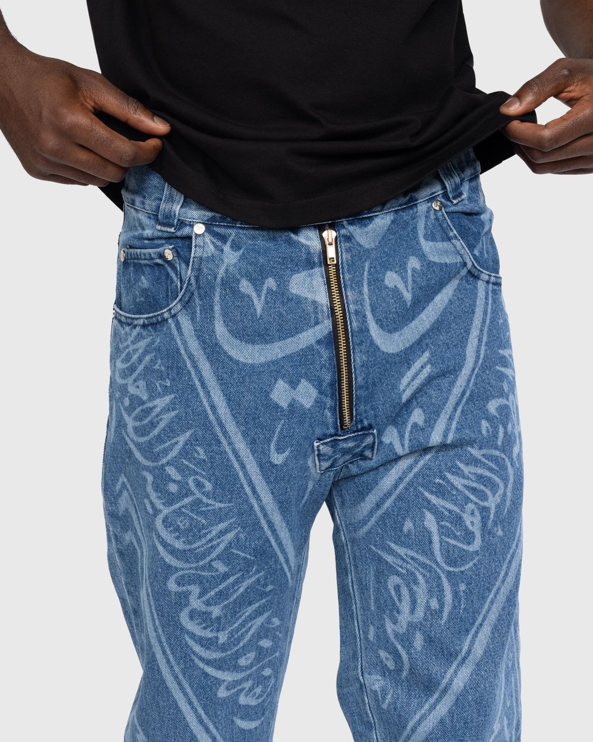 GmbH – Fatin Denim Trousers Indigo With Print - Pants - Blue - Image 4