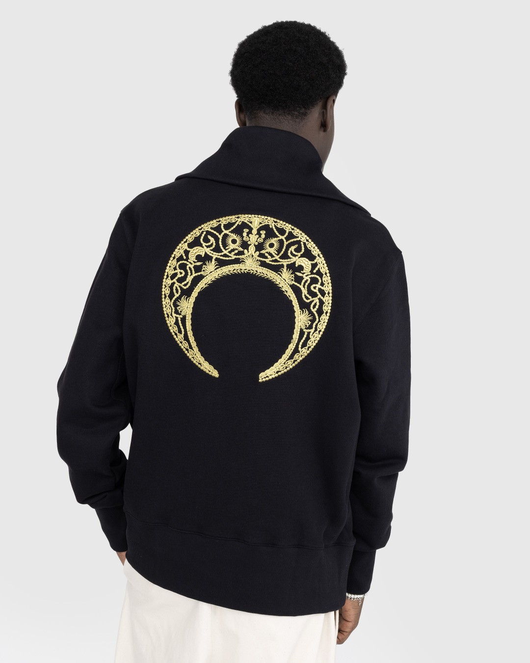Marine Serre – Ornament Half-Zip Sweater Black - Knitwear - Black - Image 3